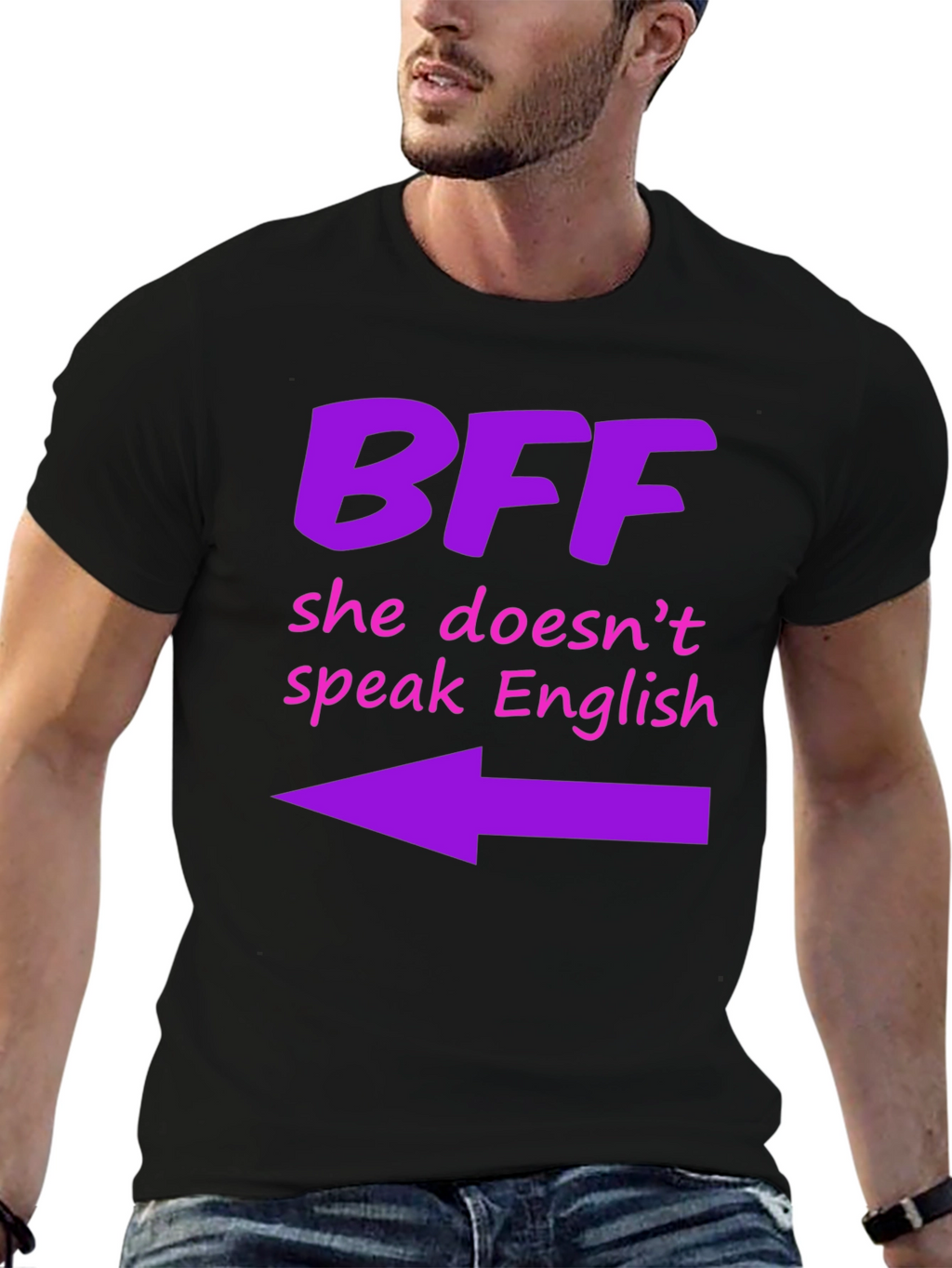 BFF She Doesnt Speak English Graphic T-Shirt