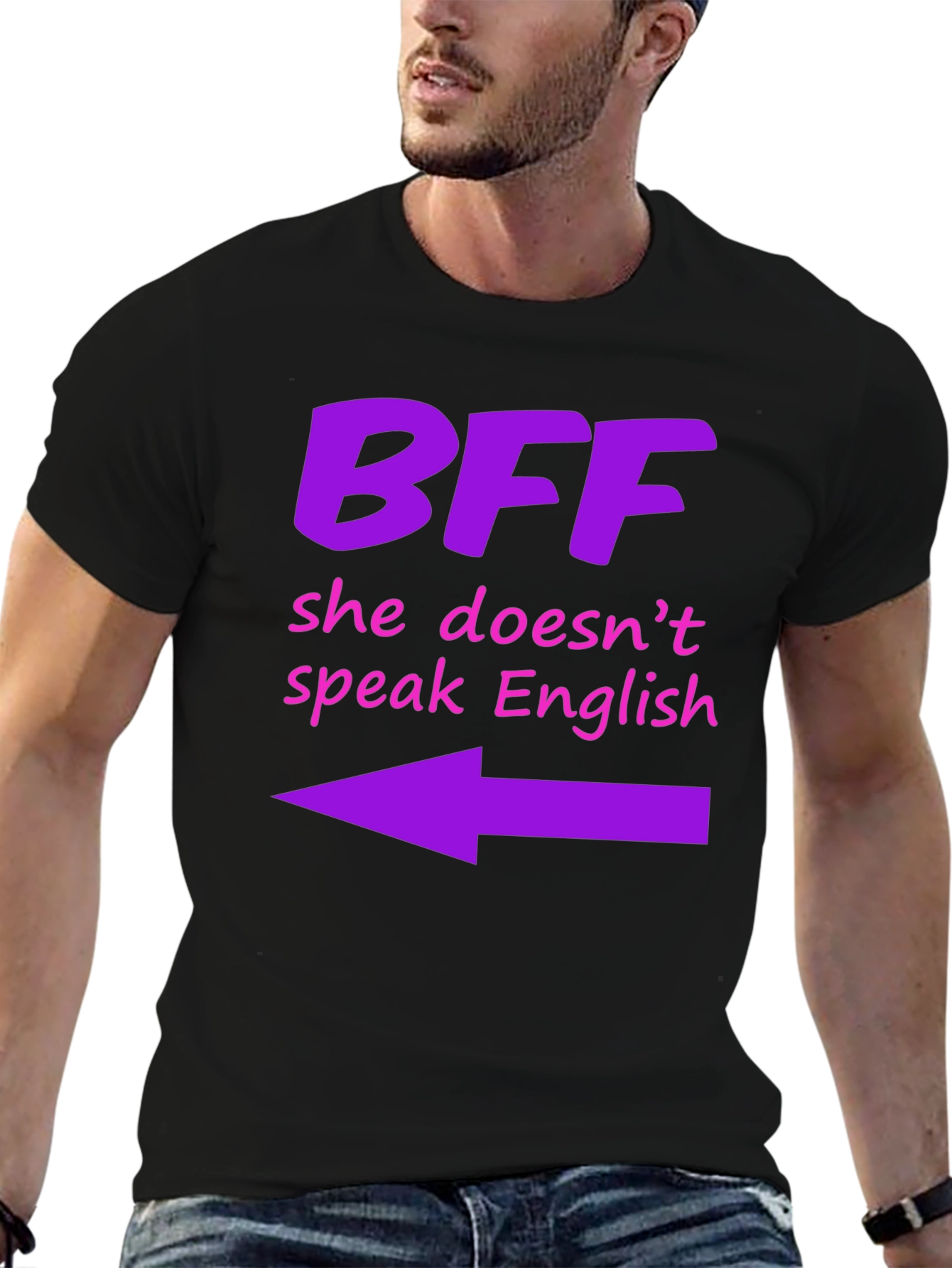 BFF She Doesnt Speak English Graphic T-Shirt