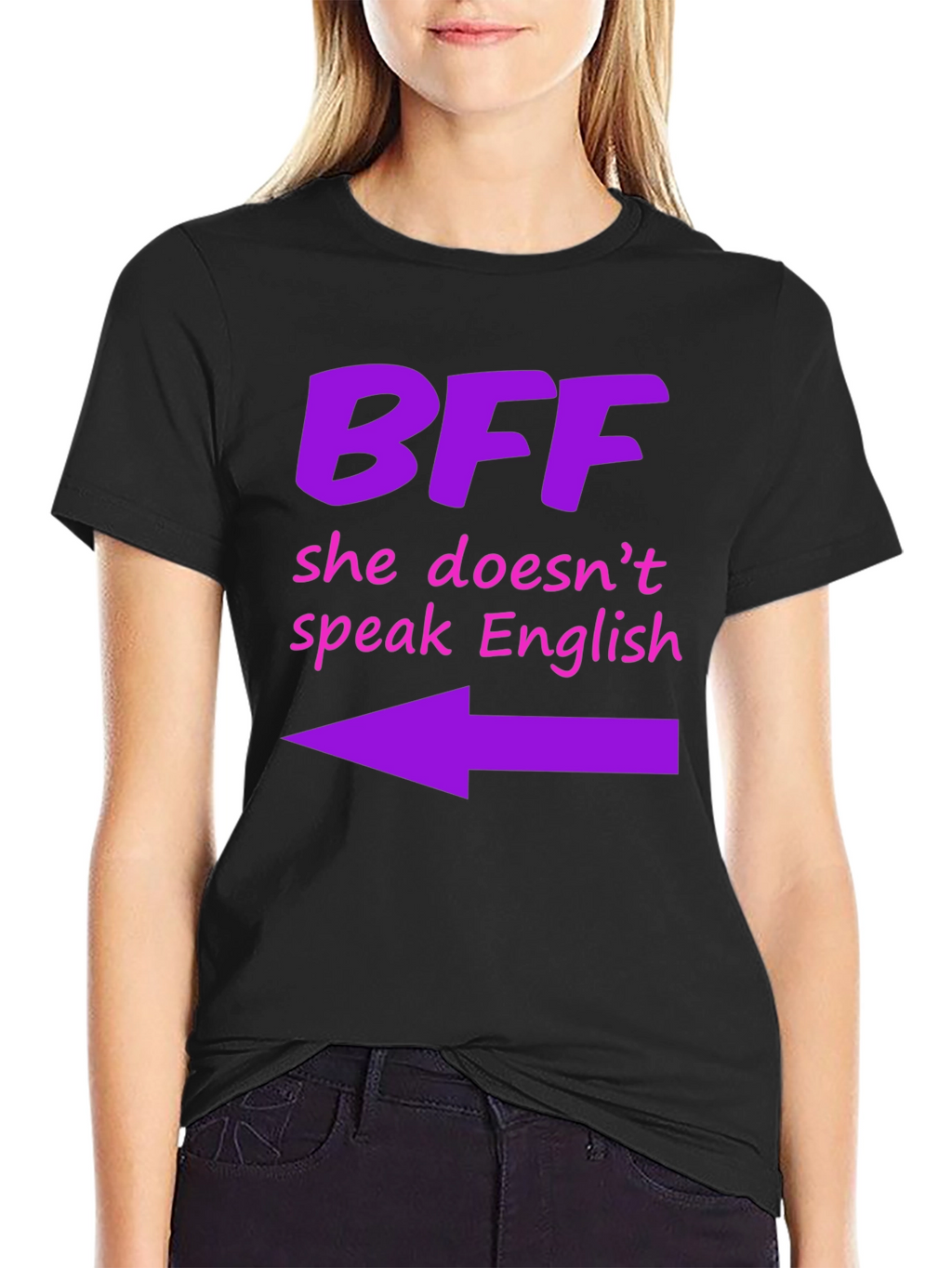 BFF She Doesnt Speak English Graphic T-Shirt