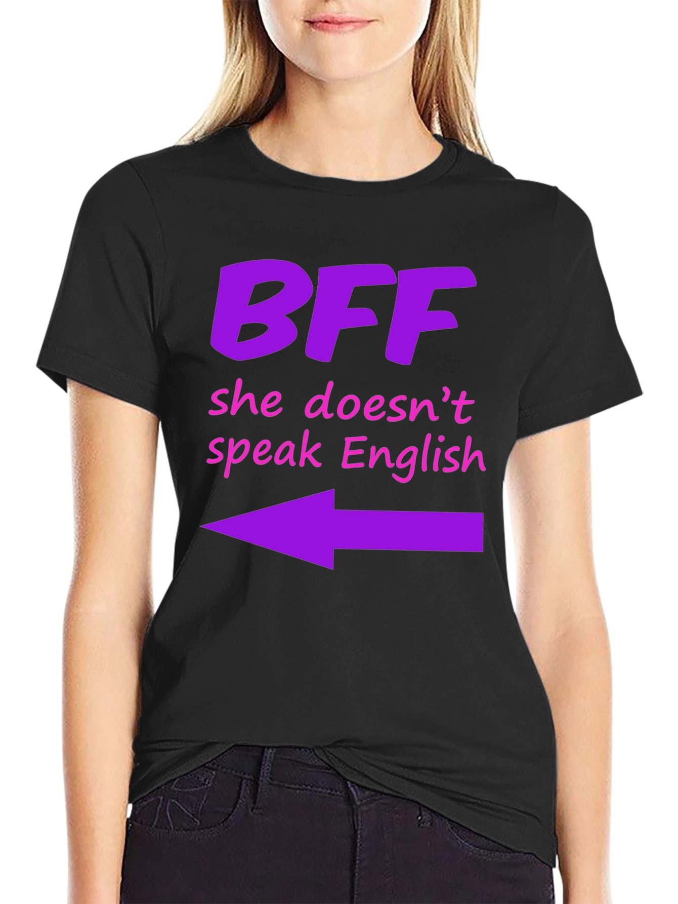 BFF She Doesnt Speak English Graphic T-Shirt
