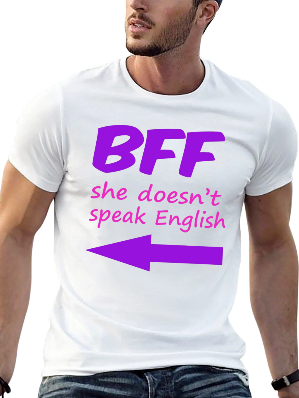 BFF She Doesnt Speak English Graphic T-Shirt