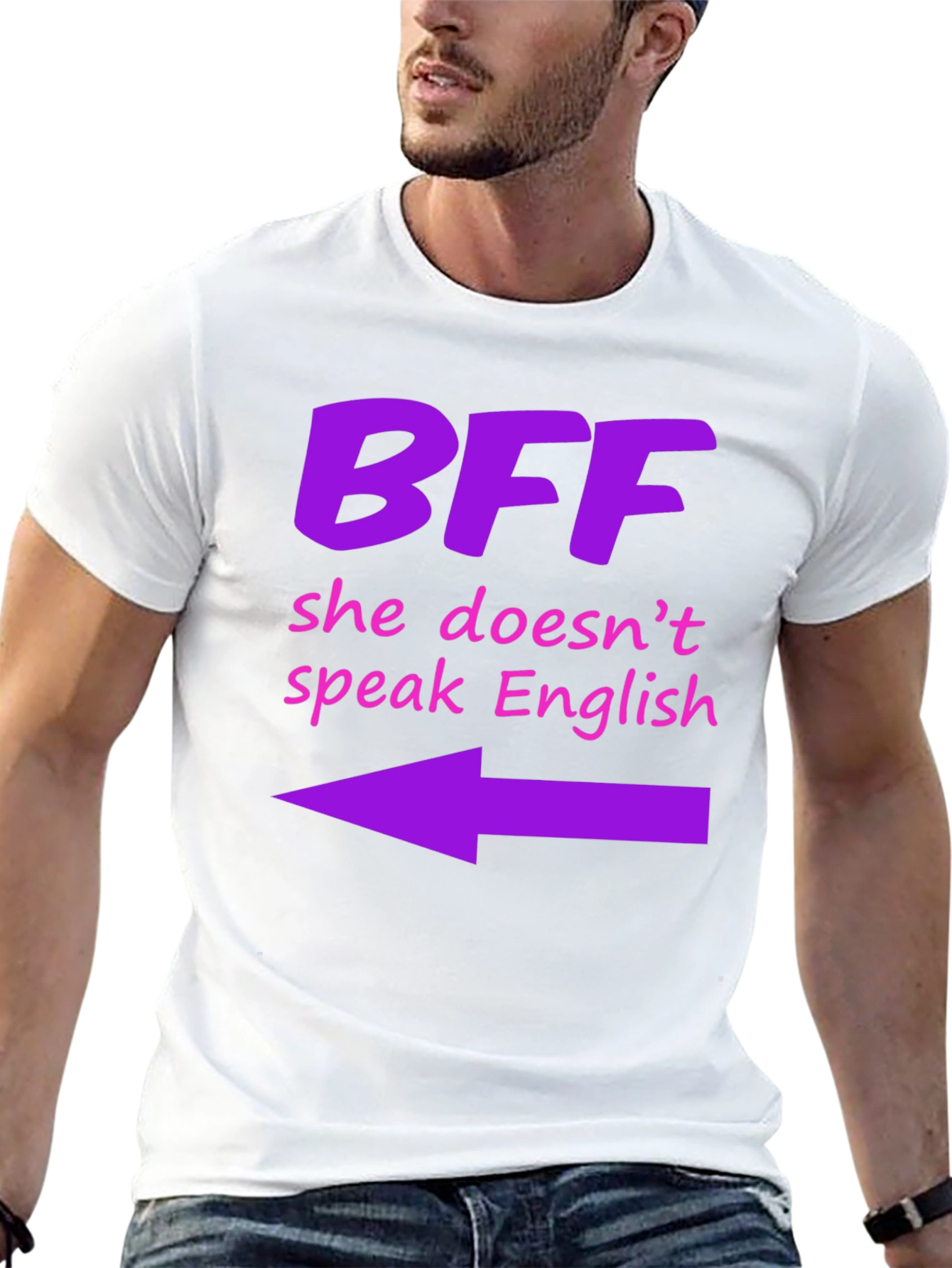 BFF She Doesnt Speak English Graphic T-Shirt