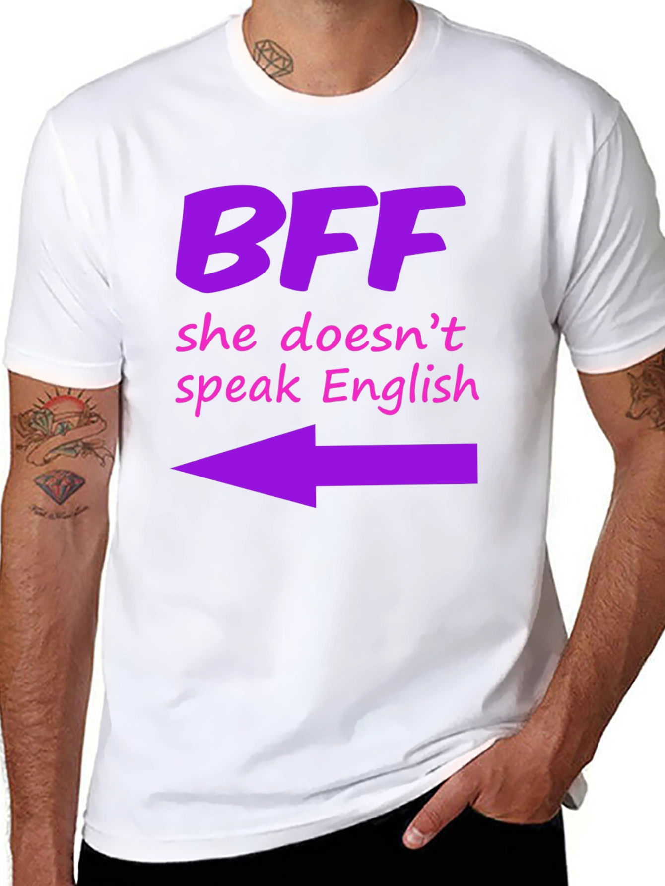 BFF She Doesnt Speak English Graphic T-Shirt