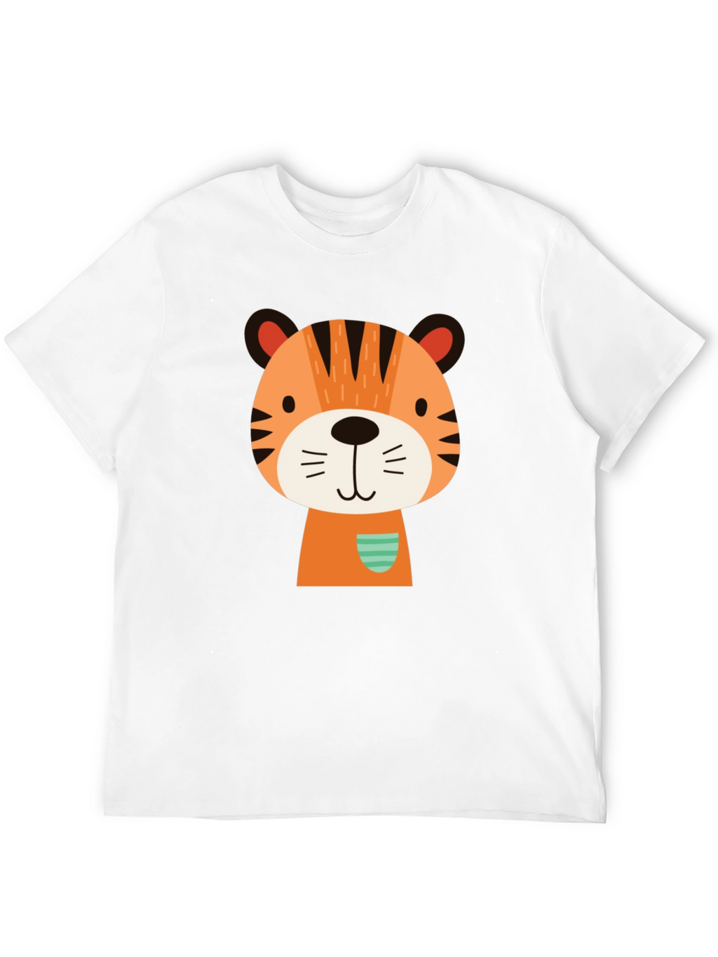 Cute Cartoon Tiger Graphic Black T-Shirt