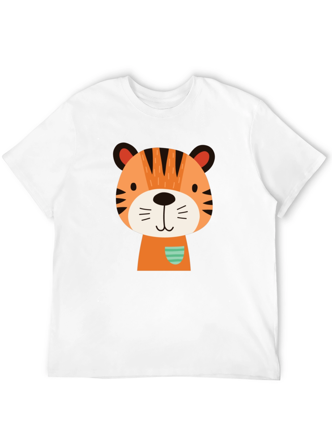 Cute Cartoon Tiger Graphic Black T-Shirt