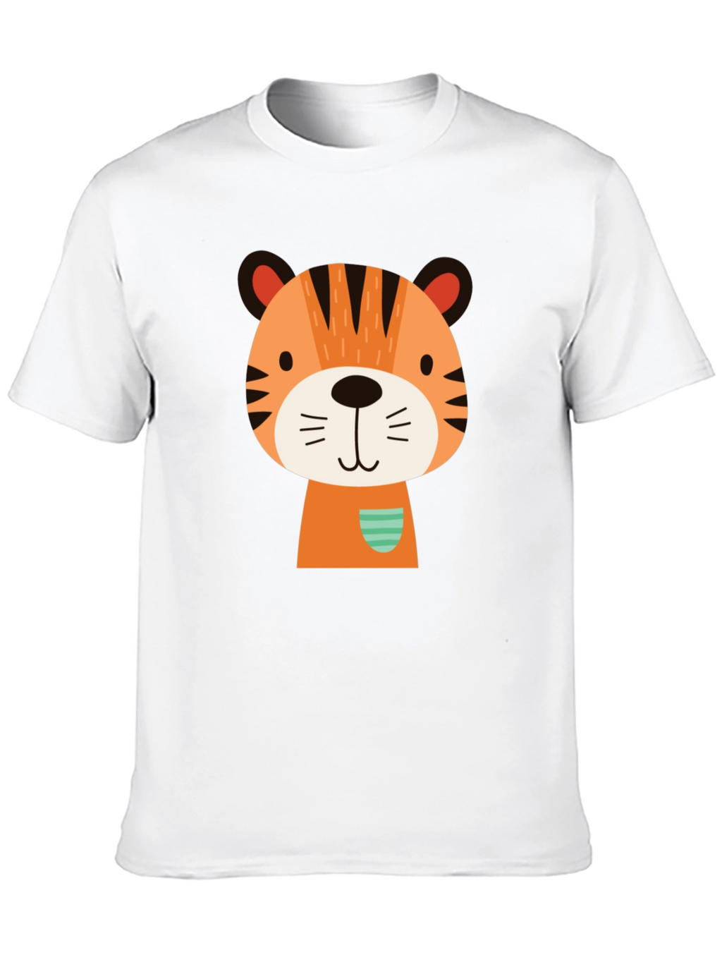 Cute Cartoon Tiger Graphic Black T-Shirt