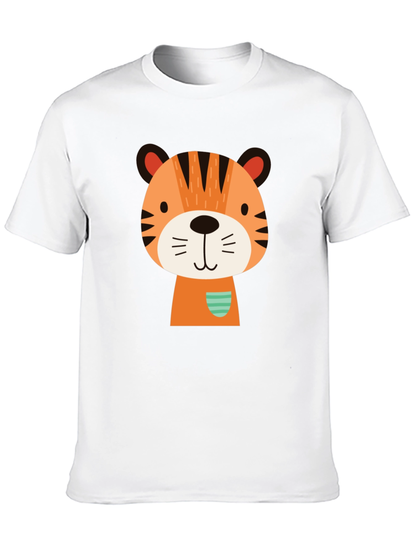 Cute Cartoon Tiger Graphic Black T-Shirt