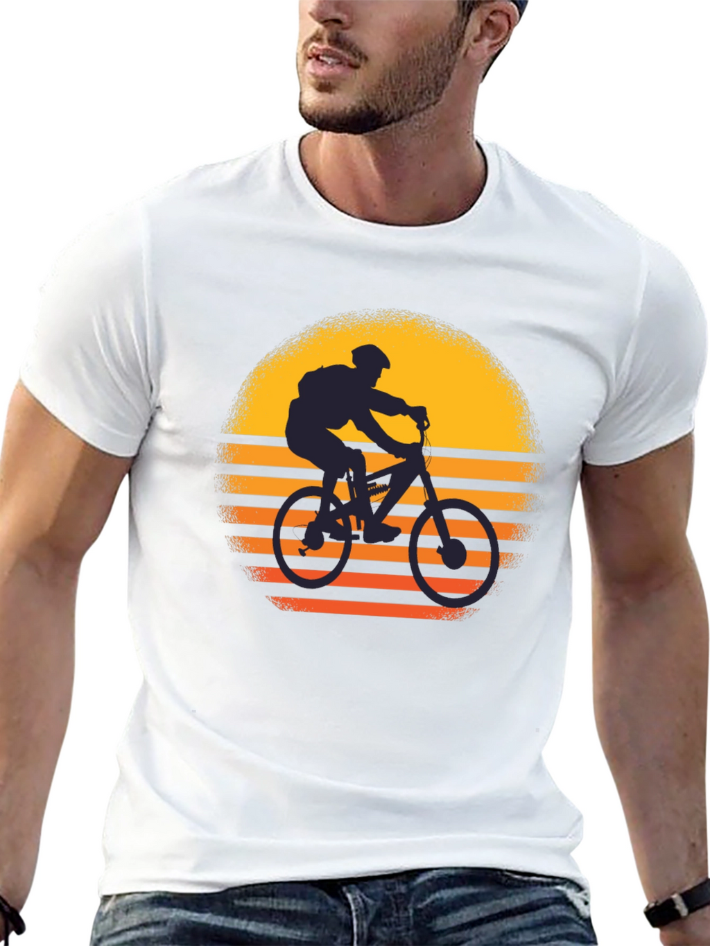 Mountain Bike Sunset Graphic T-Shirt