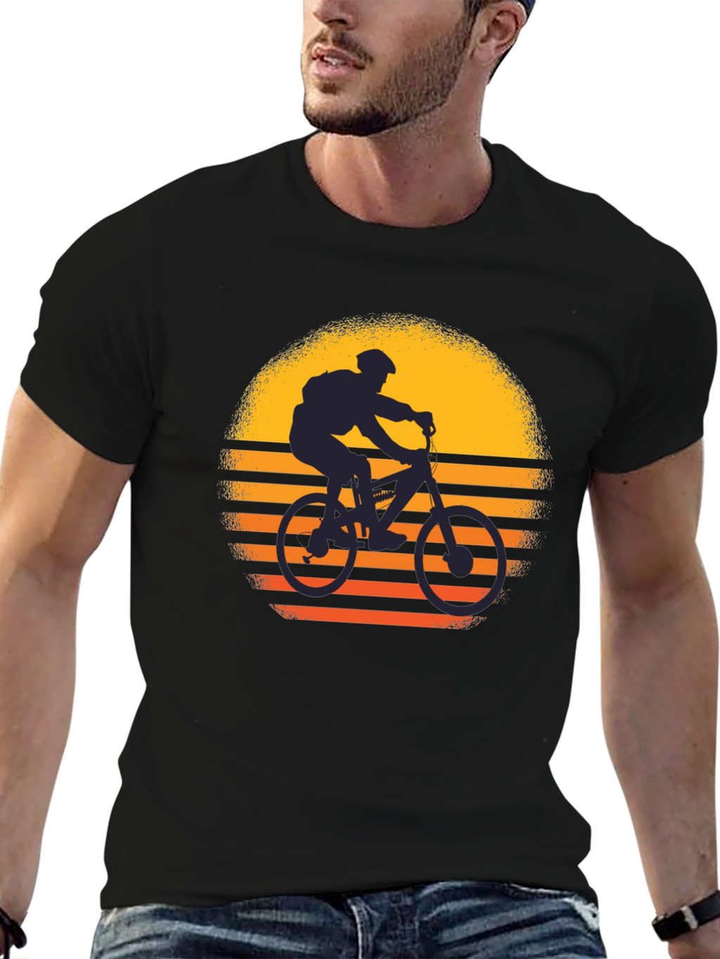 Mountain Bike Sunset Graphic T-Shirt