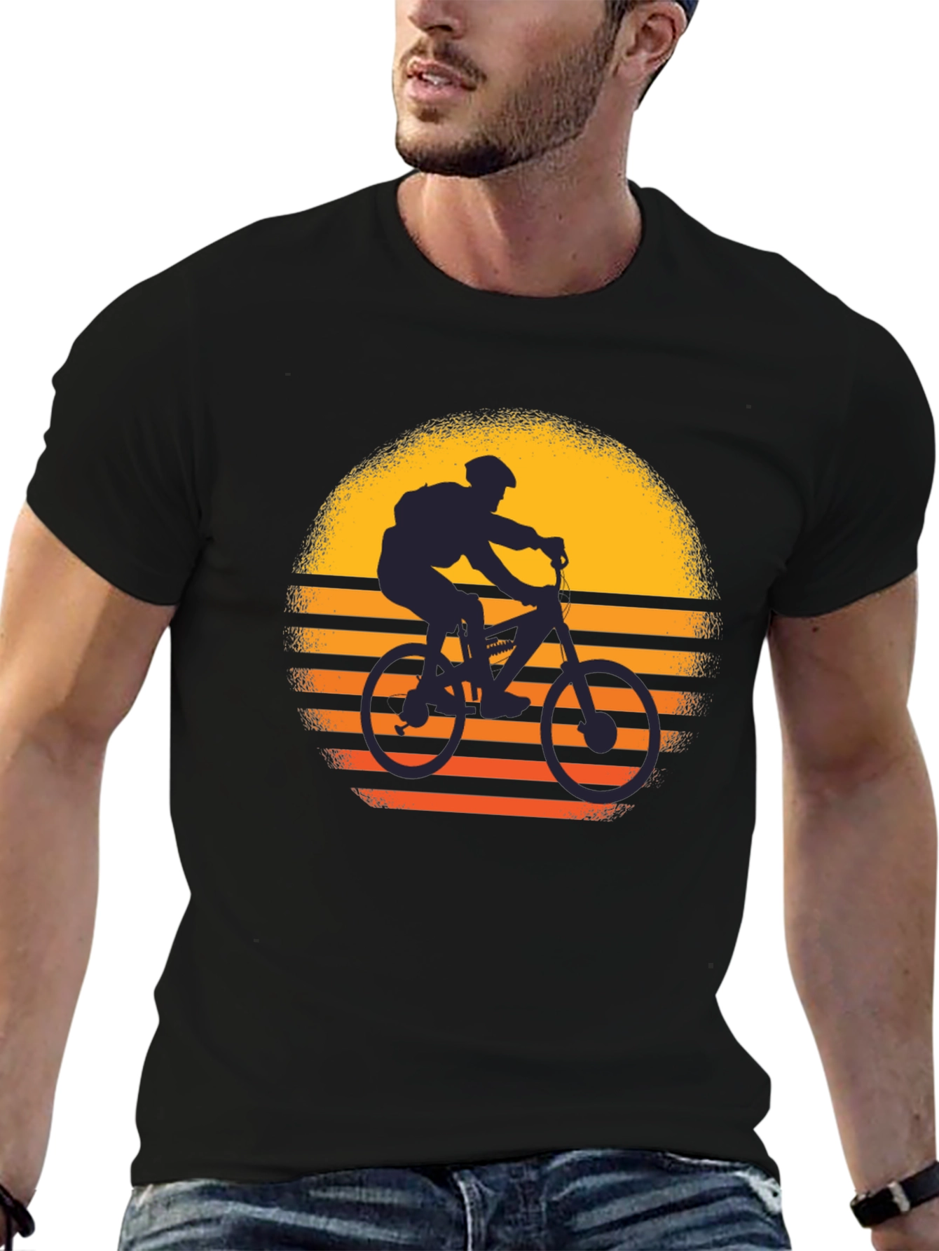 Mountain Bike Sunset Graphic T-Shirt