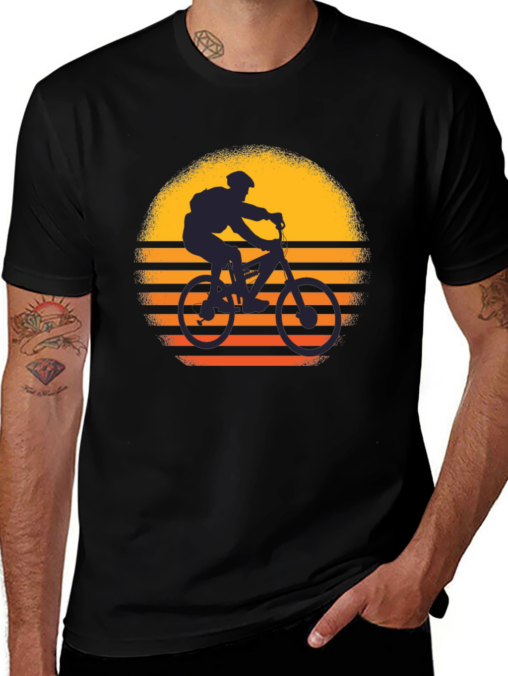 Mountain Bike Sunset Graphic T-Shirt