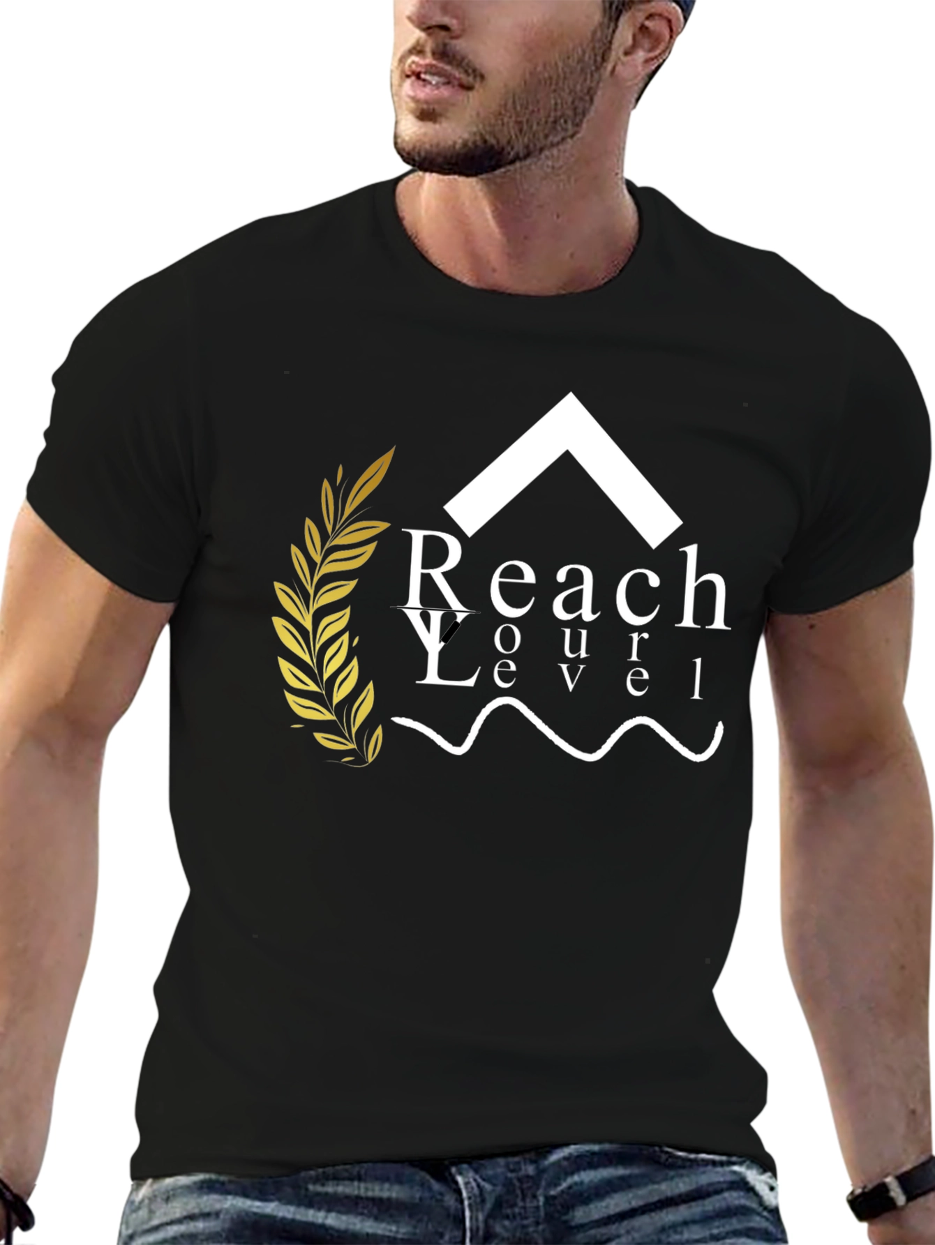 Reach Your Level Black Graphic Tee