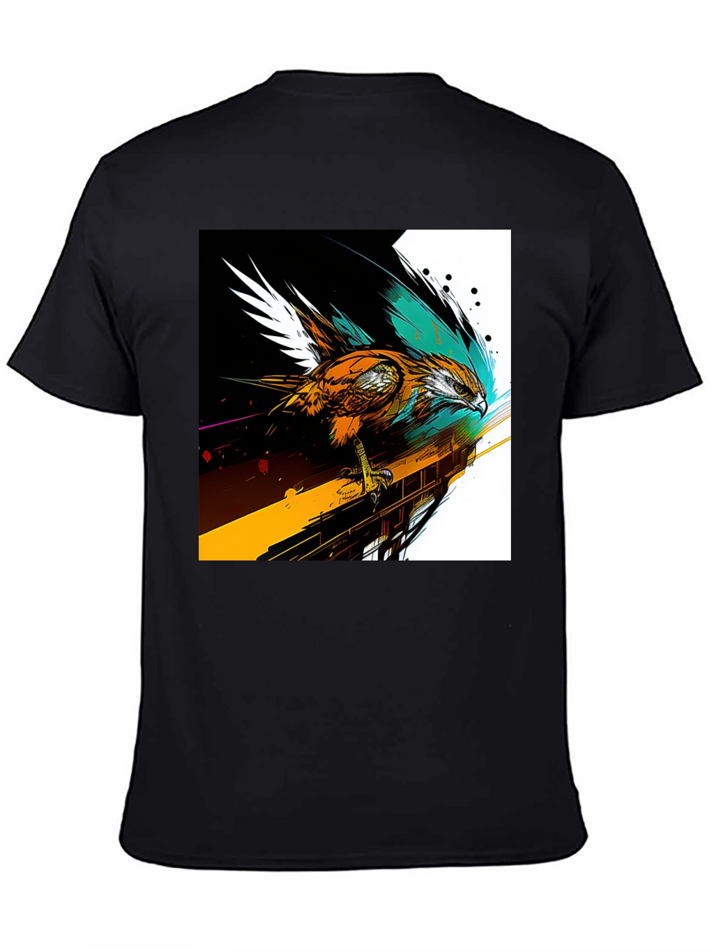 Hawk Graphic Print Black T-Shirt