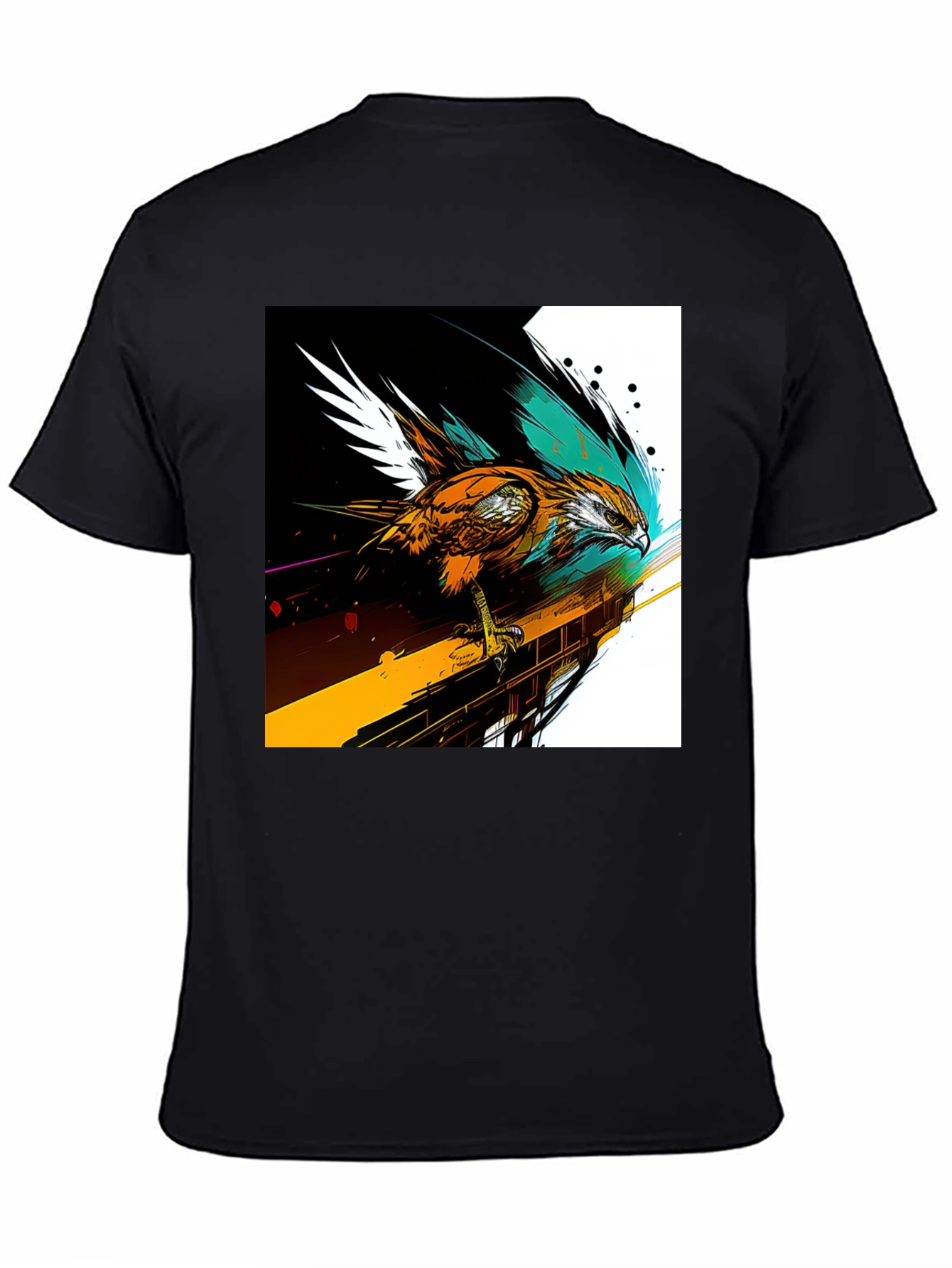 Hawk Graphic Print Black T-Shirt