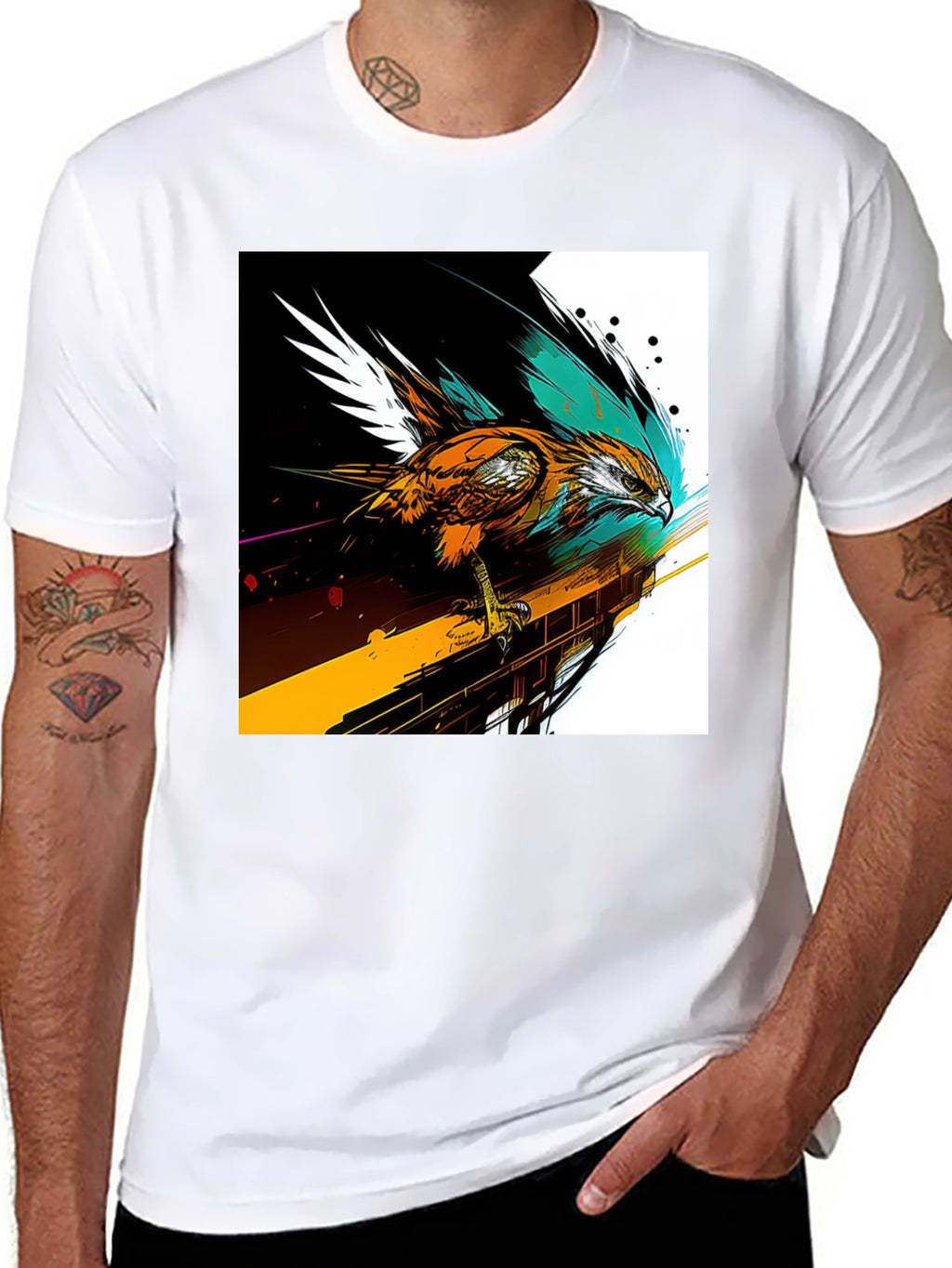 Hawk Graphic Print Black T-Shirt
