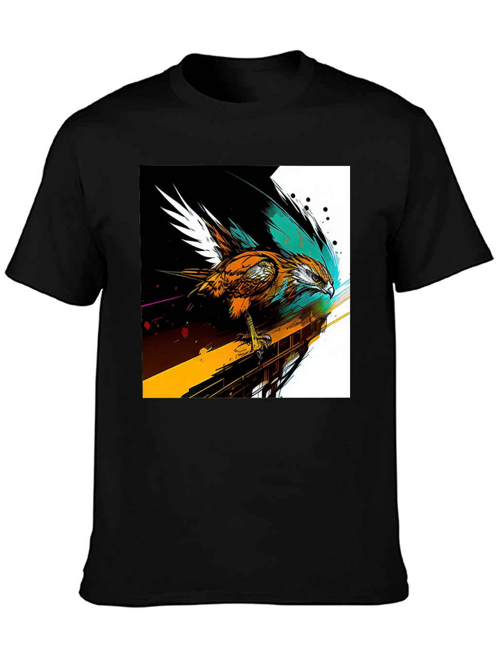Hawk Graphic Print Black T-Shirt
