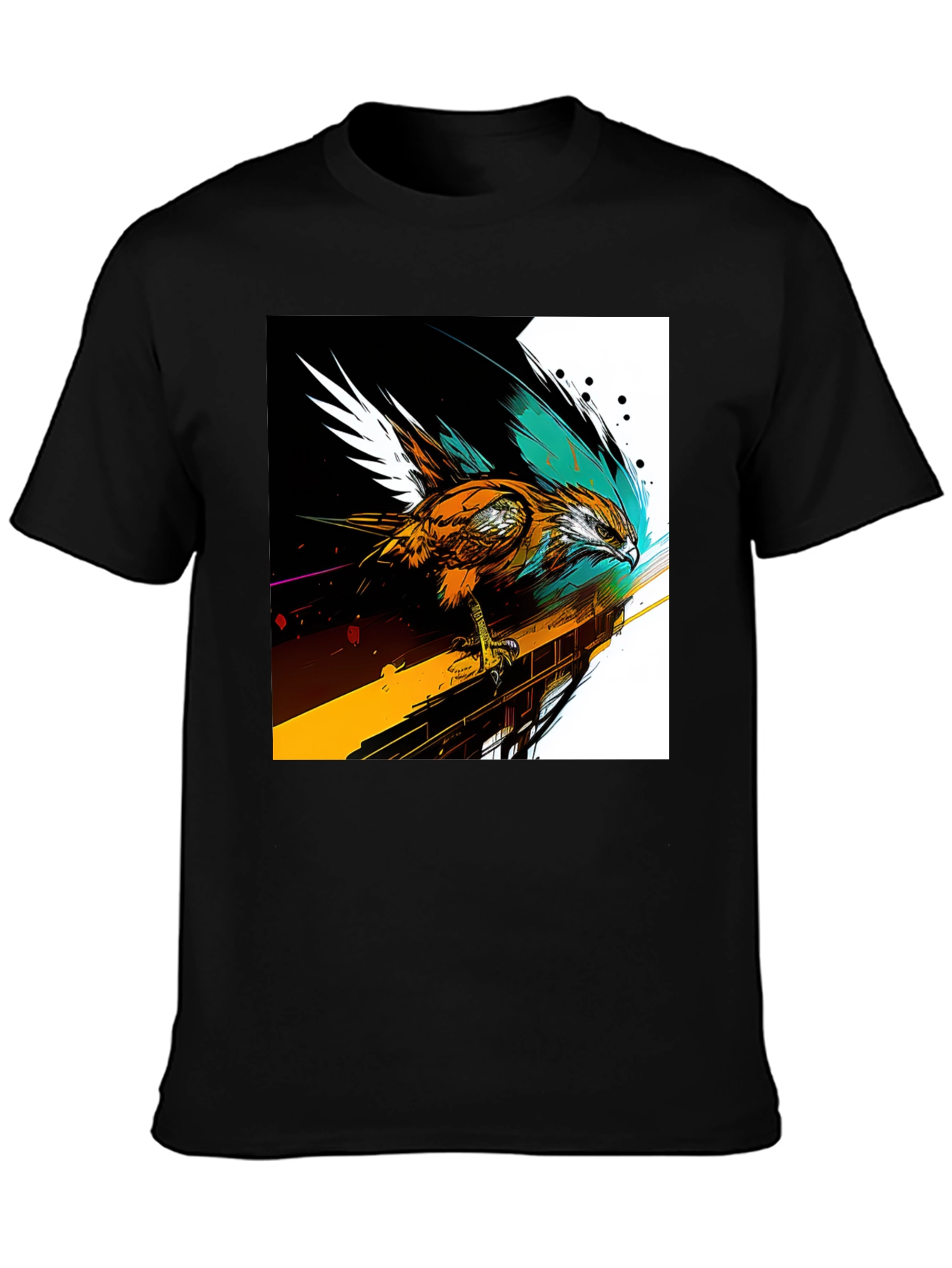 Hawk Graphic Print Black T-Shirt