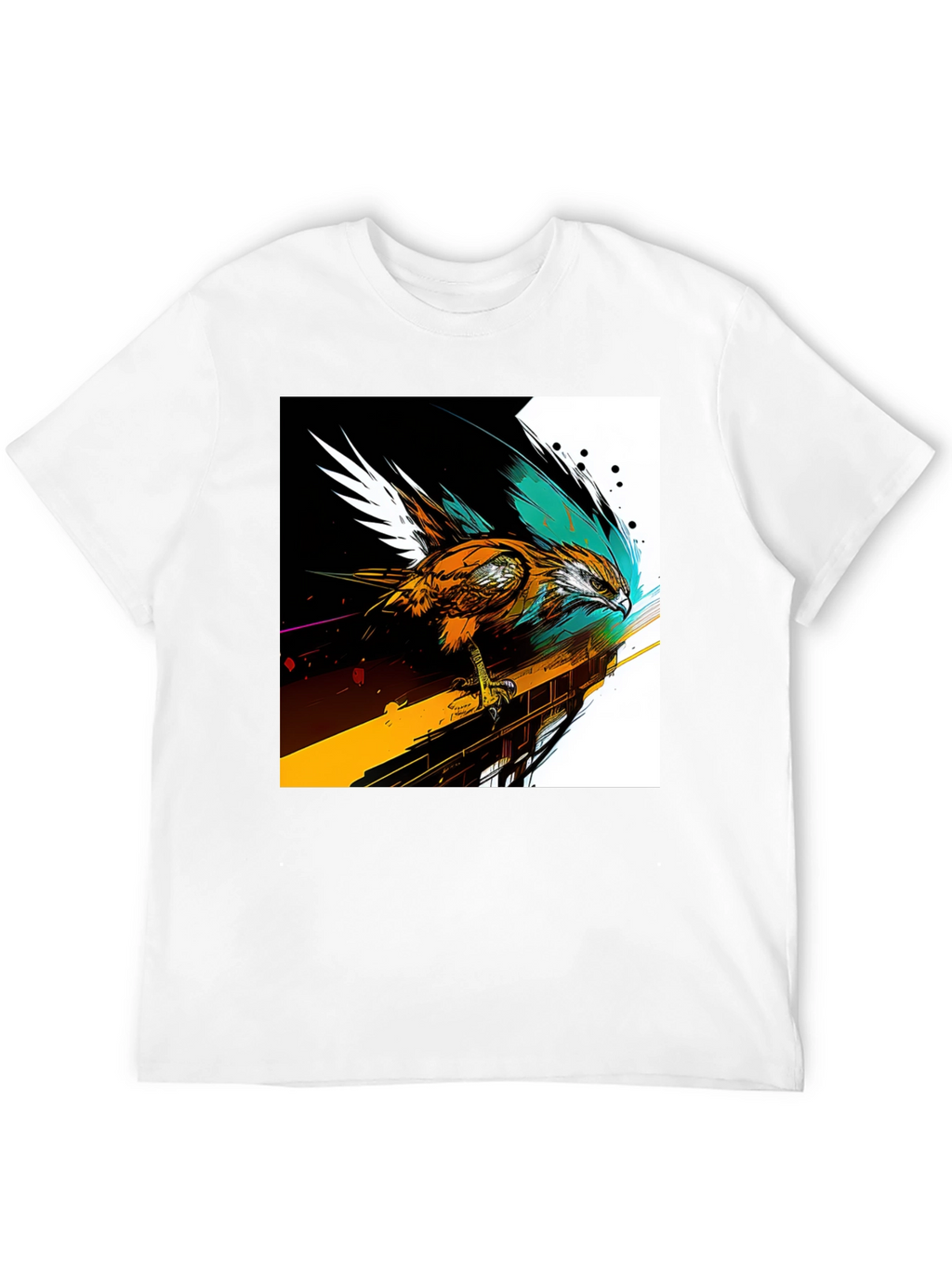 Hawk Graphic Print Black T-Shirt