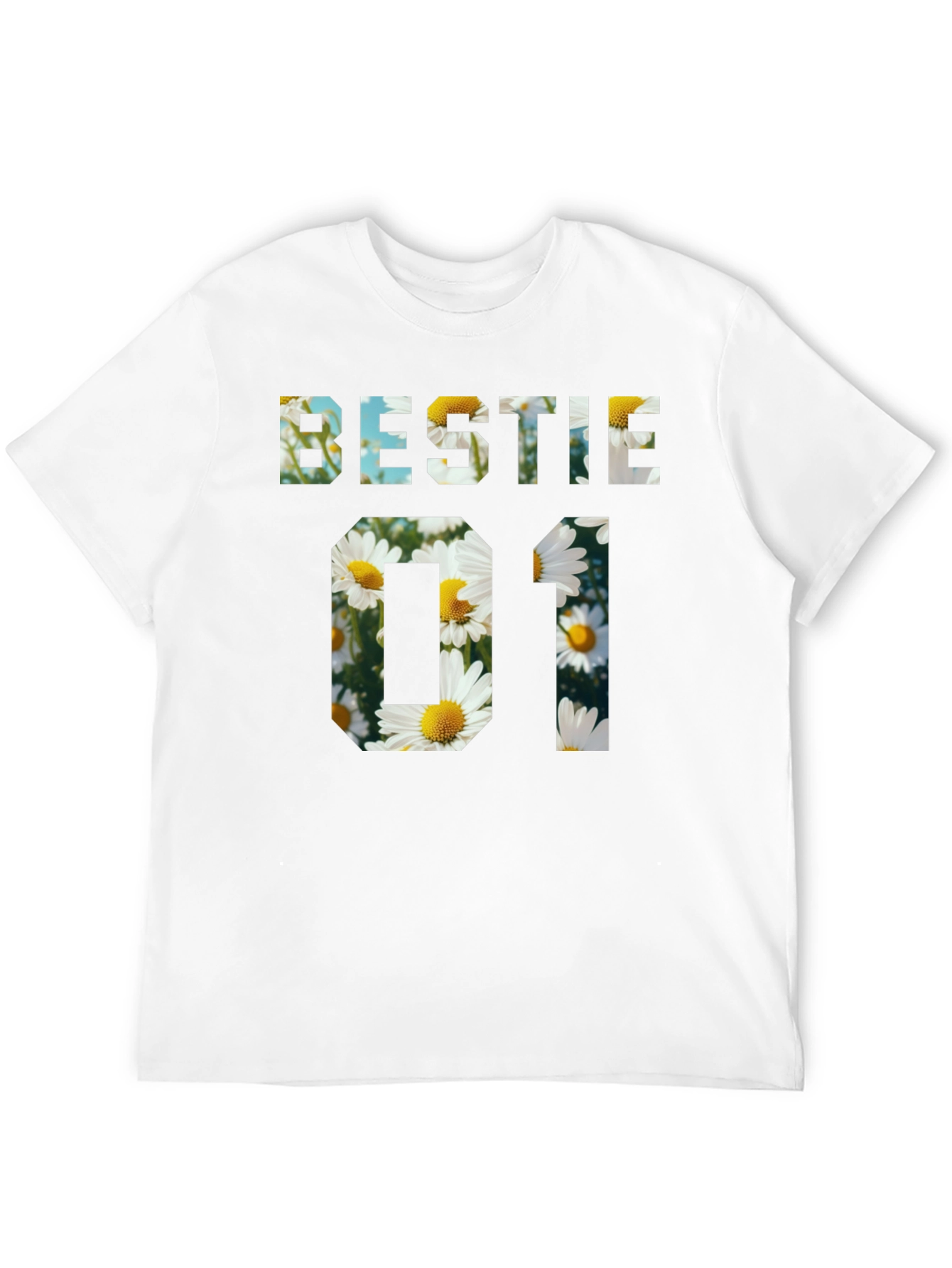 Bestie 01 Floral Graphic Black T-Shirt