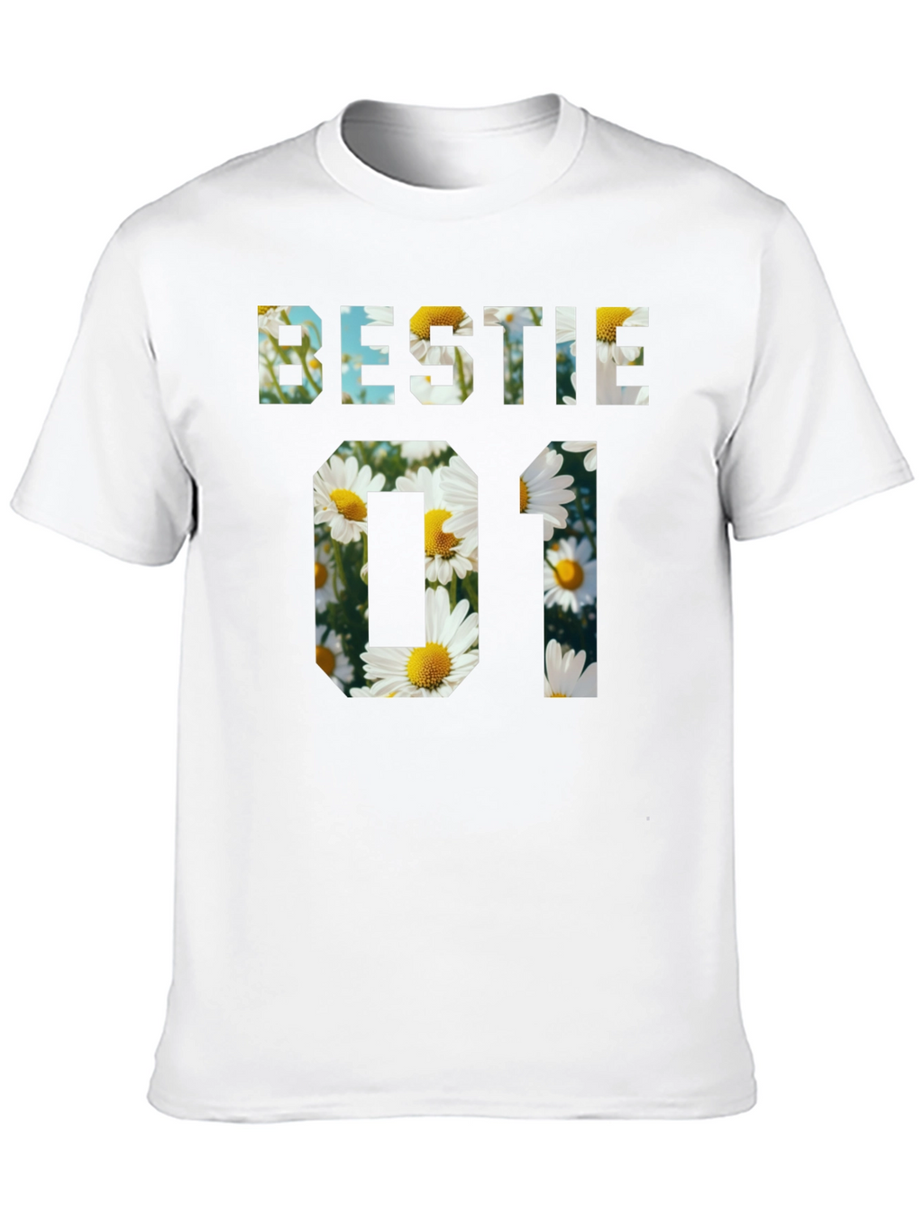 Bestie 01 Floral Graphic Black T-Shirt