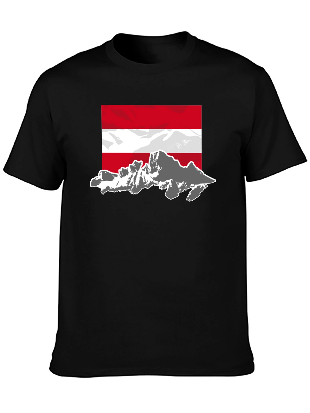 Austria Flag Mountain Graphic Tee - Black