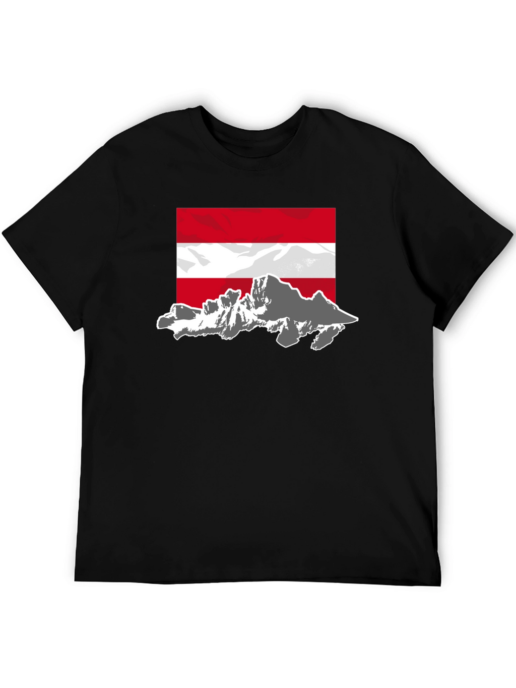 Austria Flag Mountain Graphic Tee - Black