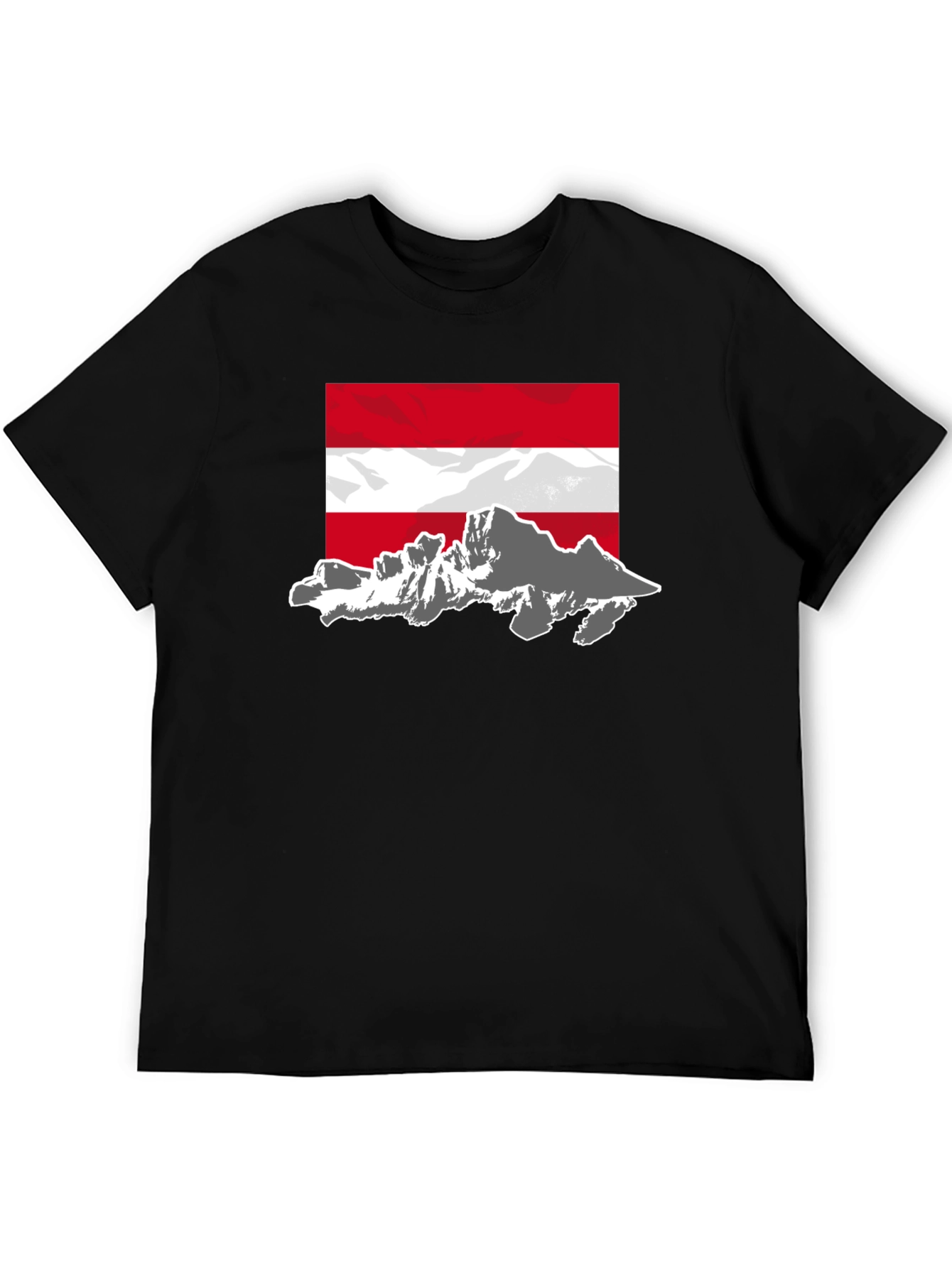 Austria Flag Mountain Graphic Tee - Black
