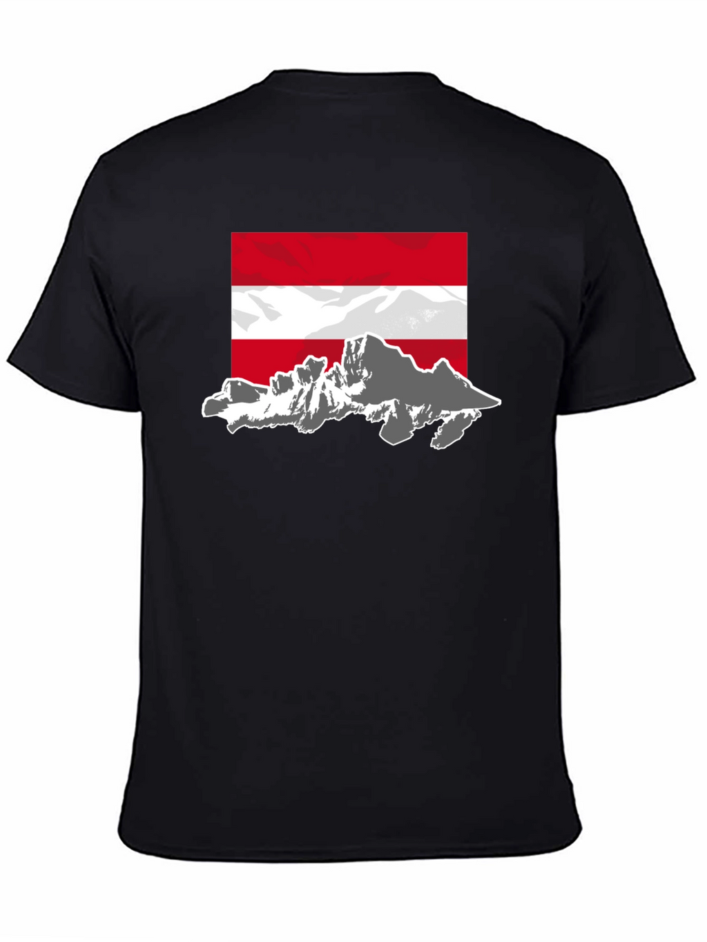 Austria Flag Mountain Graphic Tee - Black