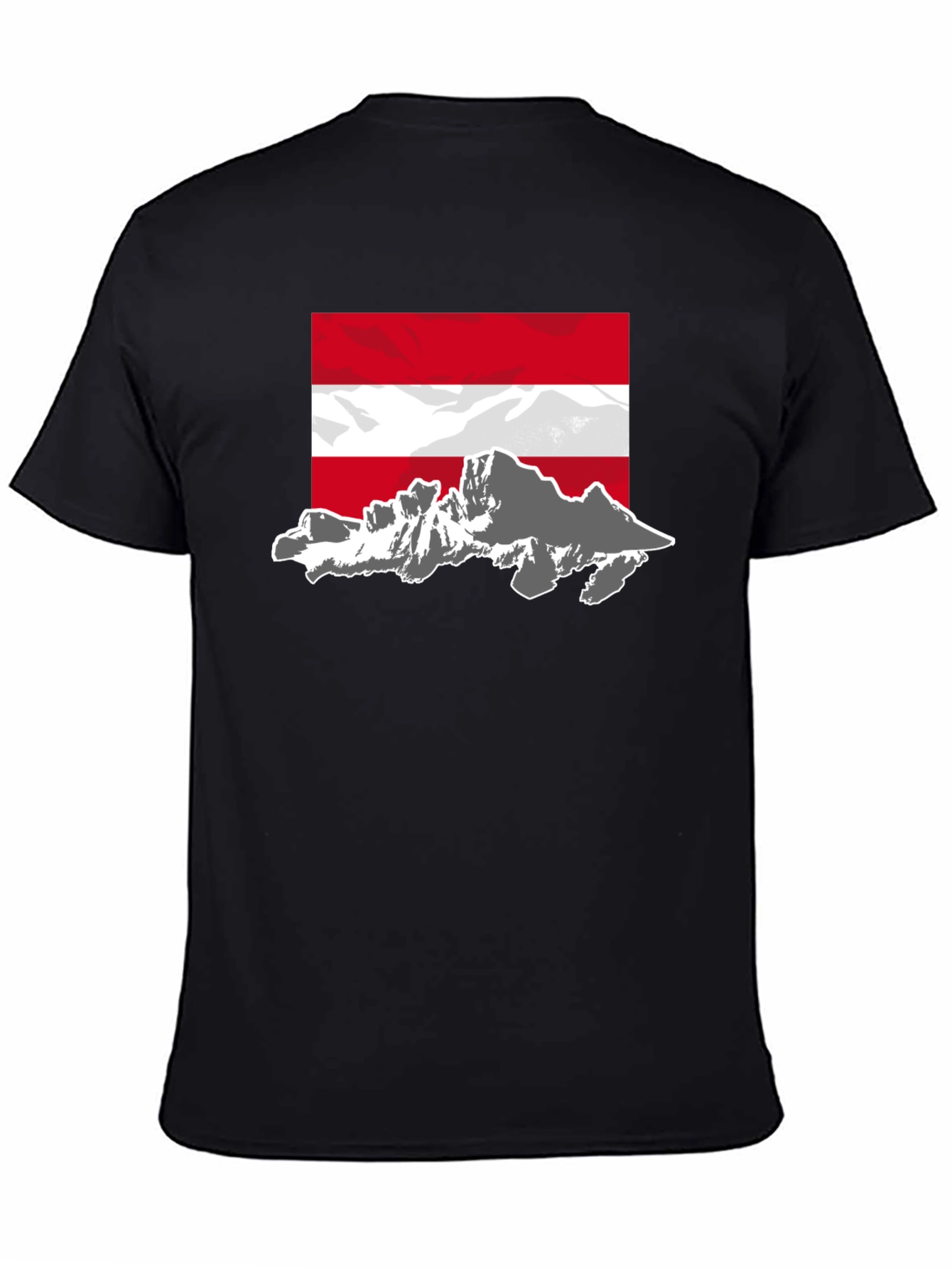 Austria Flag Mountain Graphic Tee - Black
