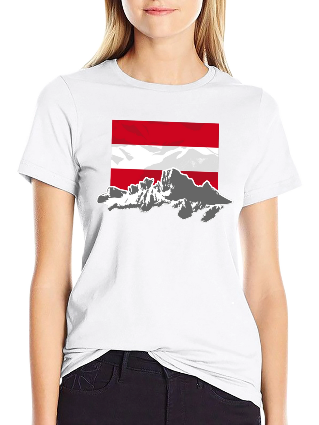 Austria Flag Mountain Graphic Tee - Black