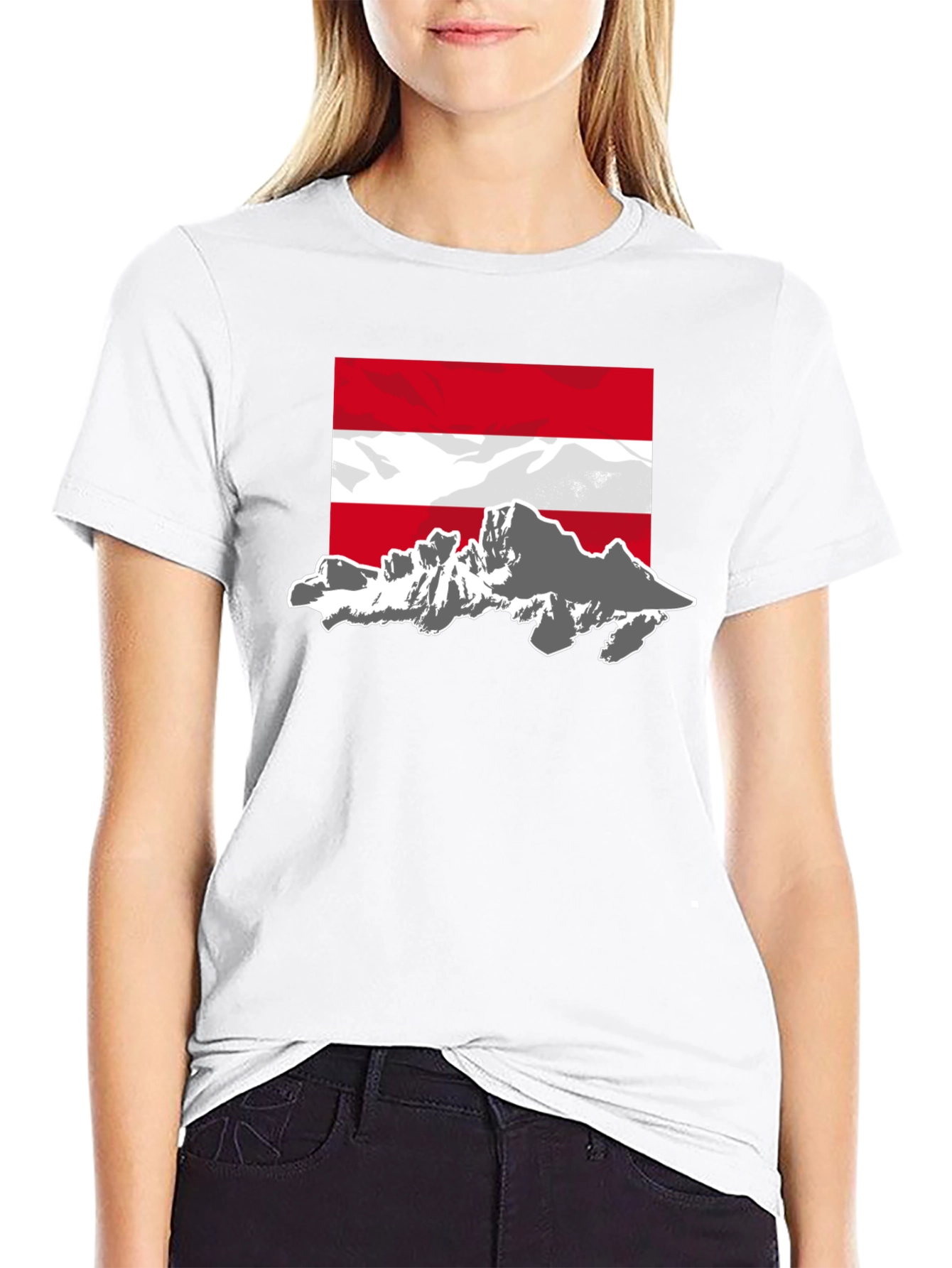 Austria Flag Mountain Graphic Tee - Black