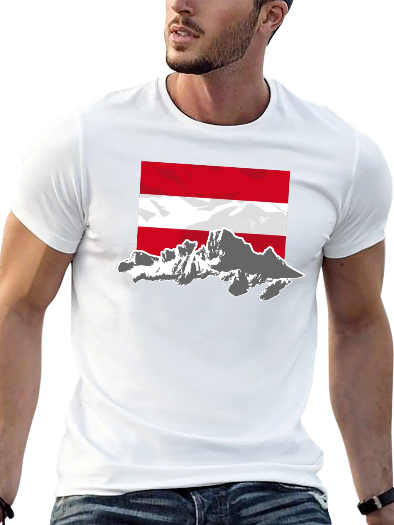 Austria Flag Mountain Graphic Tee - Black