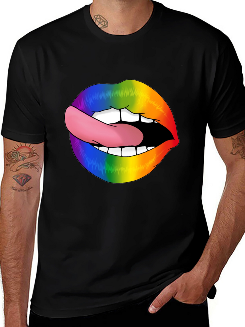 Rainbow Lips Graphic Tee - Stylish LGBT Pride Shirt