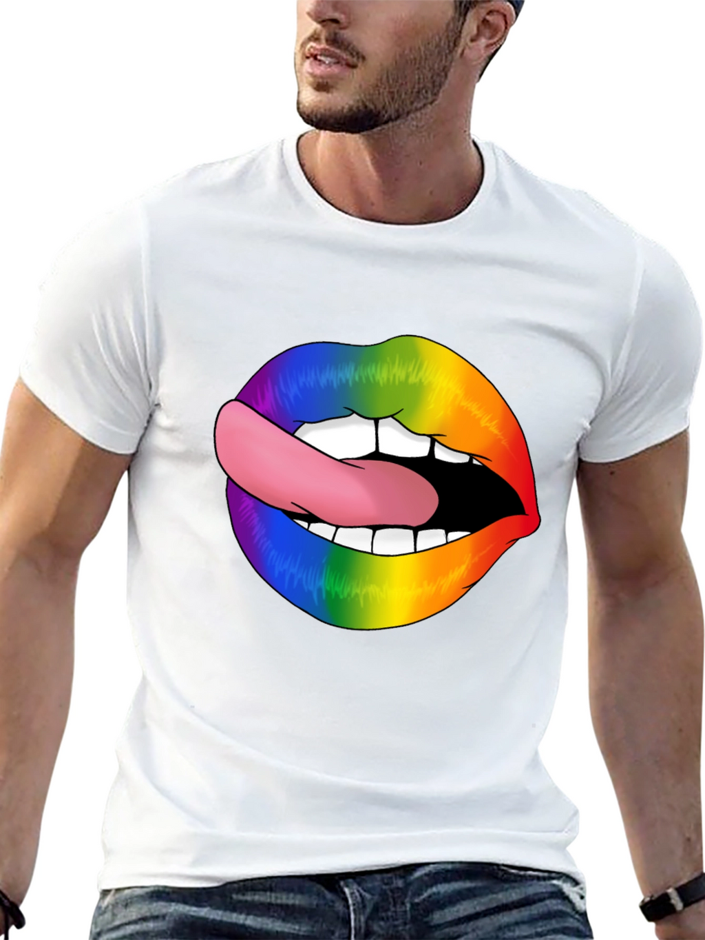Rainbow Lips Graphic Tee - Stylish LGBT Pride Shirt
