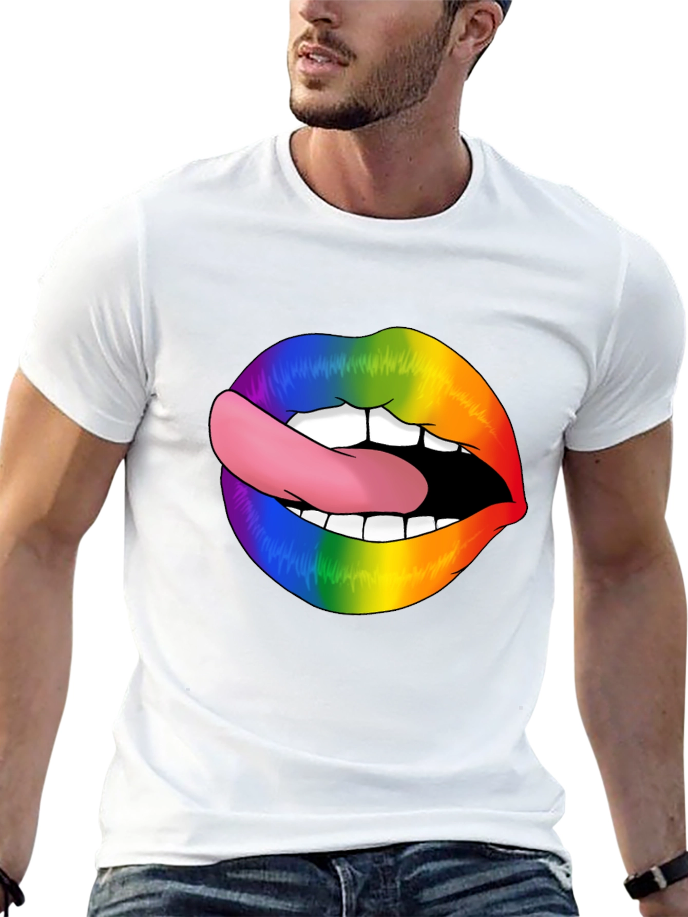 Rainbow Lips Graphic Tee - Stylish LGBT Pride Shirt