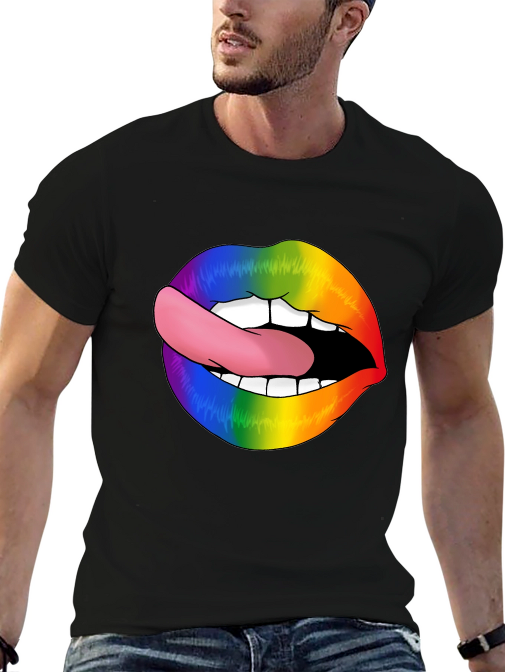 Rainbow Lips Graphic Tee - Stylish LGBT Pride Shirt