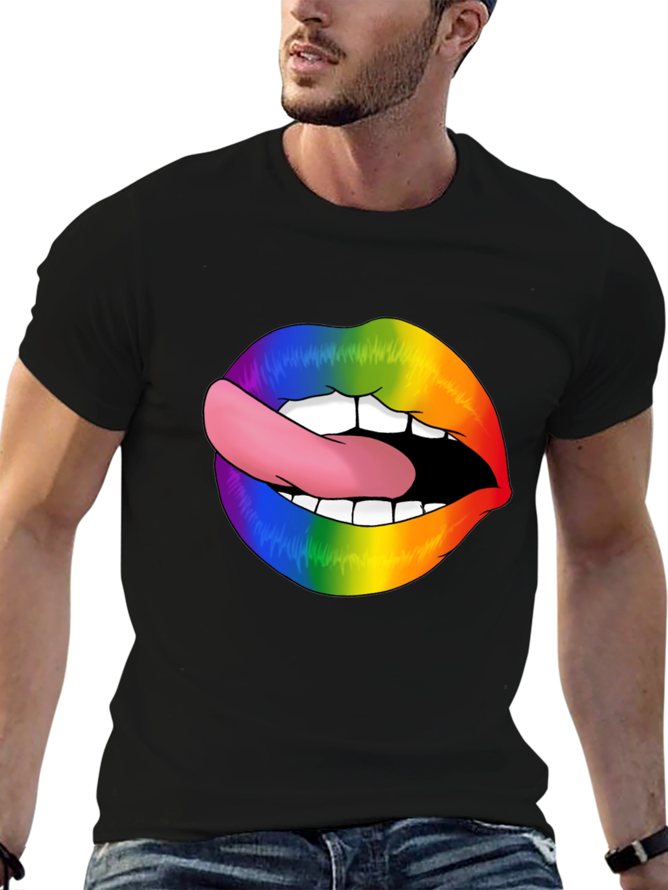 Rainbow Lips Graphic Tee - Stylish LGBT Pride Shirt
