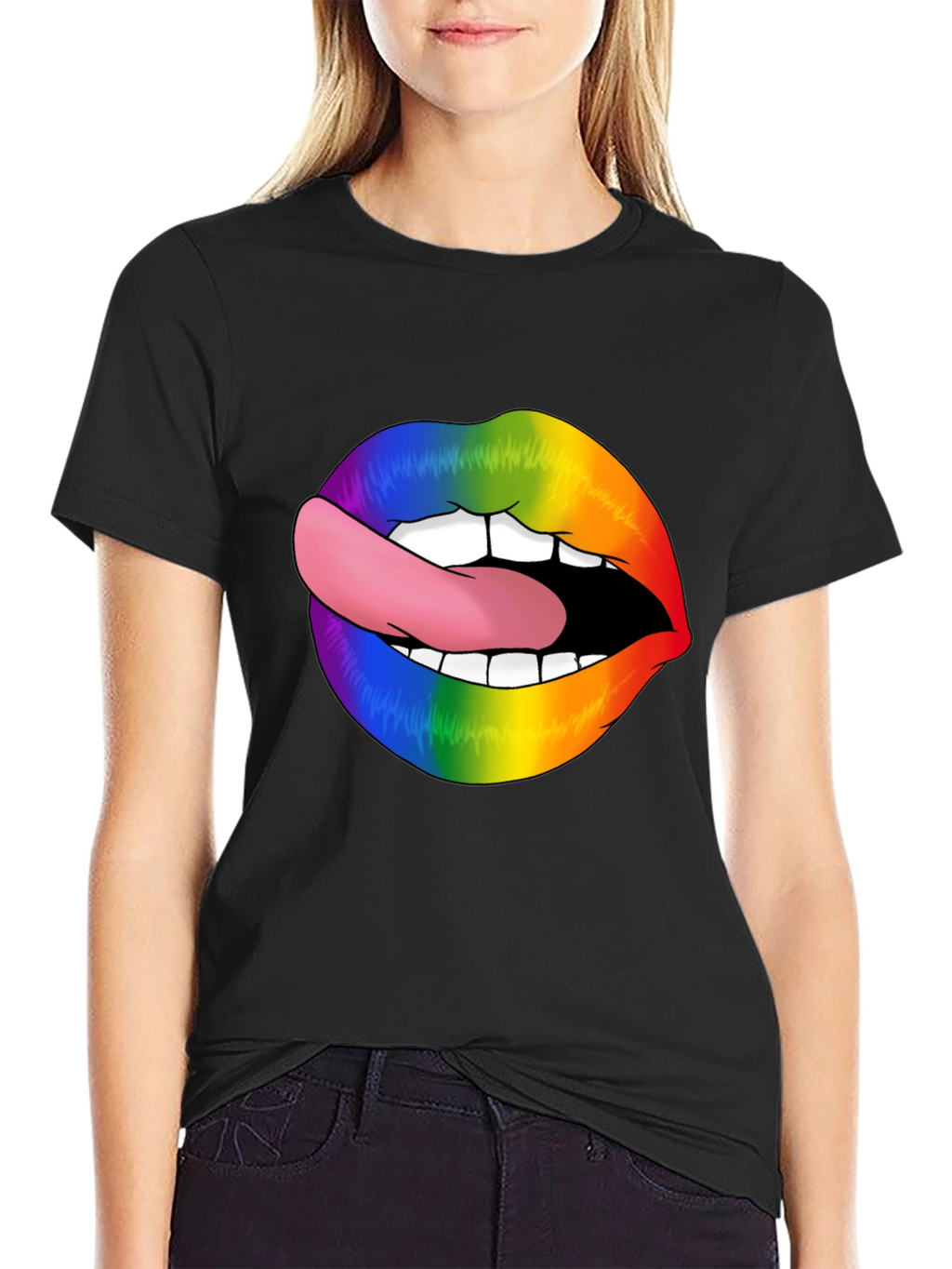 Rainbow Lips Graphic Tee - Stylish LGBT Pride Shirt