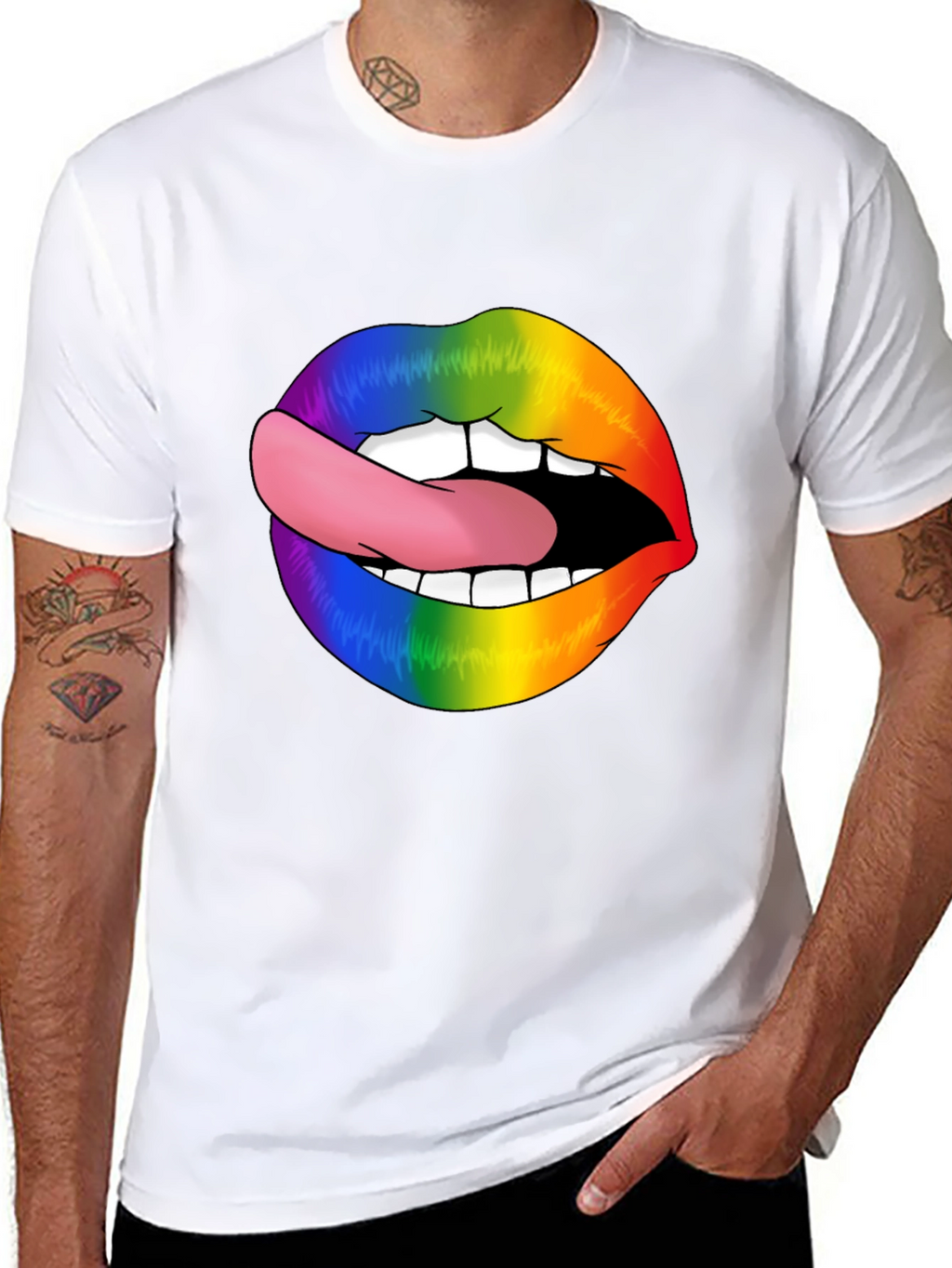 Rainbow Lips Graphic Tee - Stylish LGBT Pride Shirt