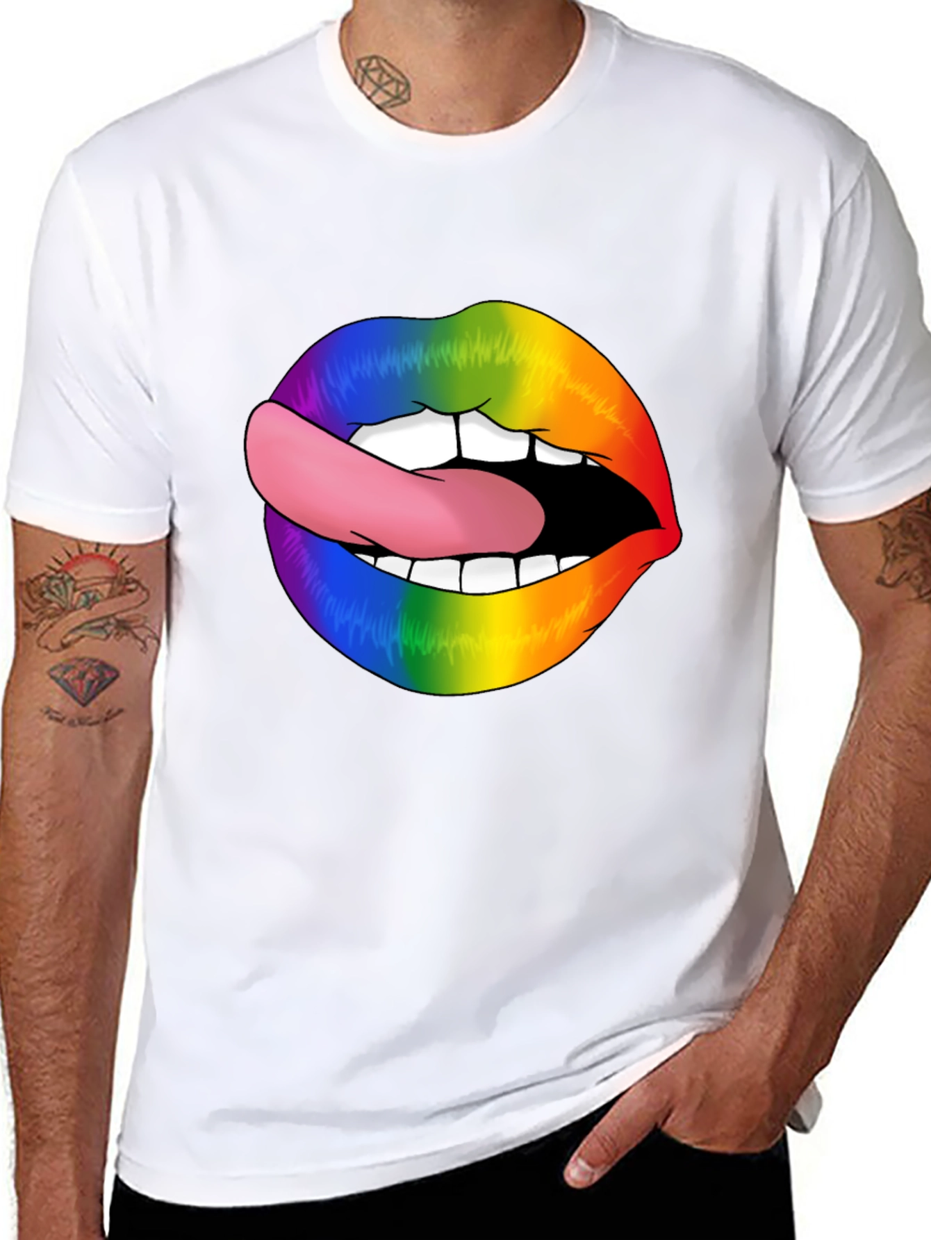 Rainbow Lips Graphic Tee - Stylish LGBT Pride Shirt