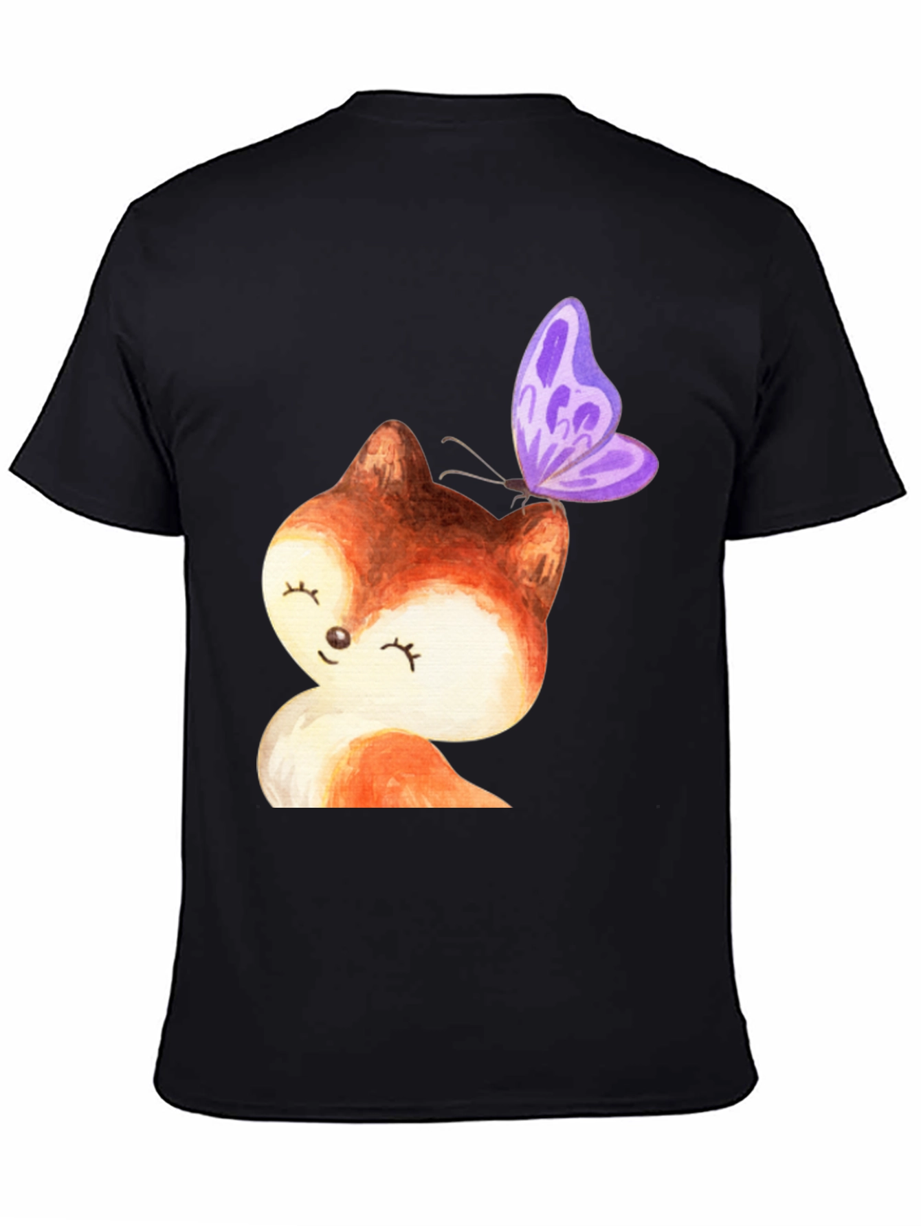 Cute Fox & Butterfly Graphic Tee - Stylish Unisex T-Shirt