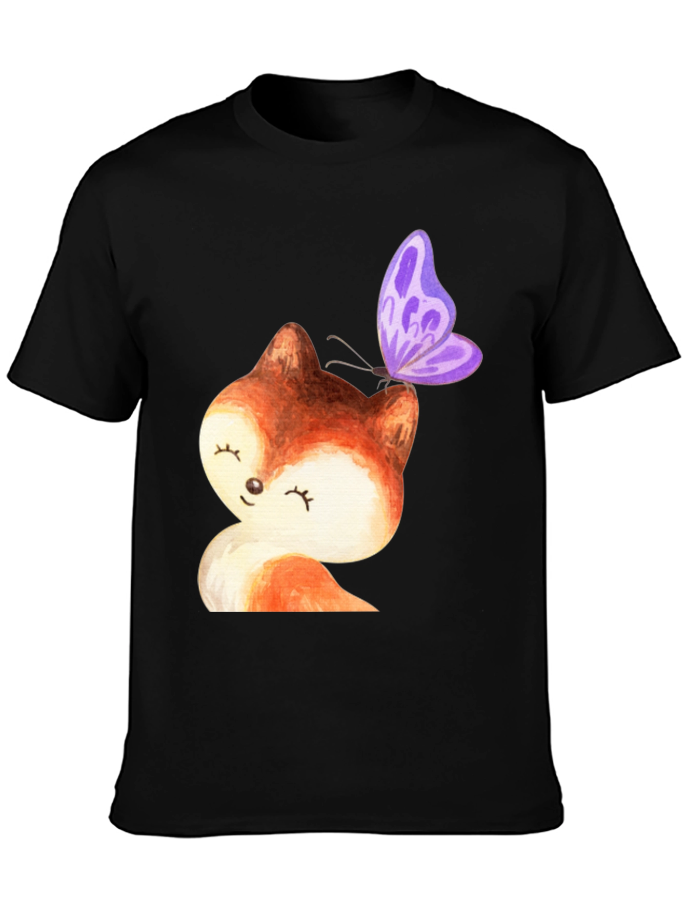 Cute Fox & Butterfly Graphic Tee - Stylish Unisex T-Shirt