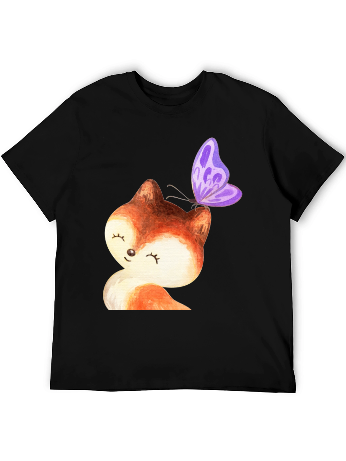 Cute Fox & Butterfly Graphic Tee - Stylish Unisex T-Shirt