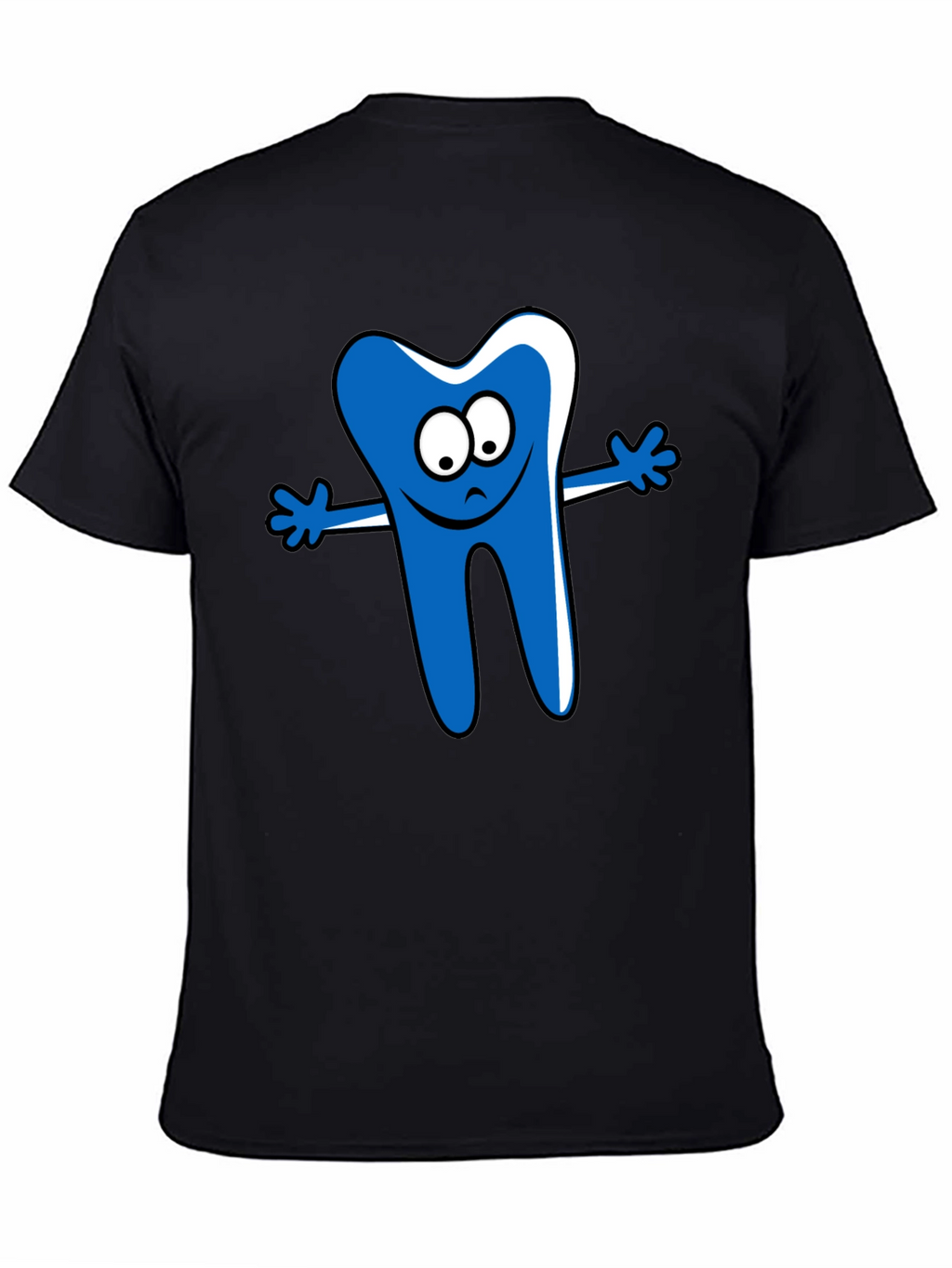 Cartoon Tooth Graphic T-Shirt - Black Cotton Tee