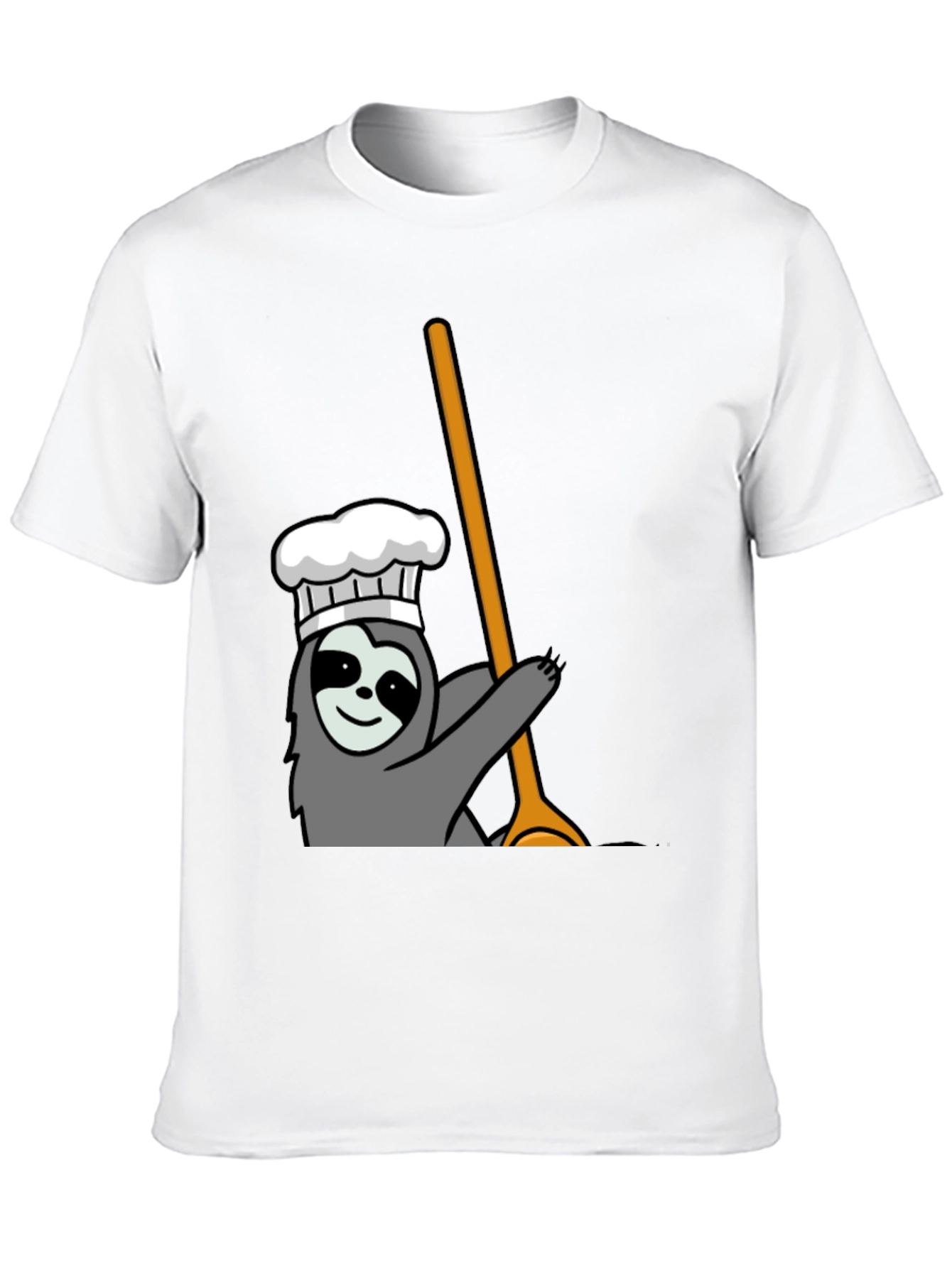 Chef Sloth Graphic Tee - Black Cotton T-Shirt