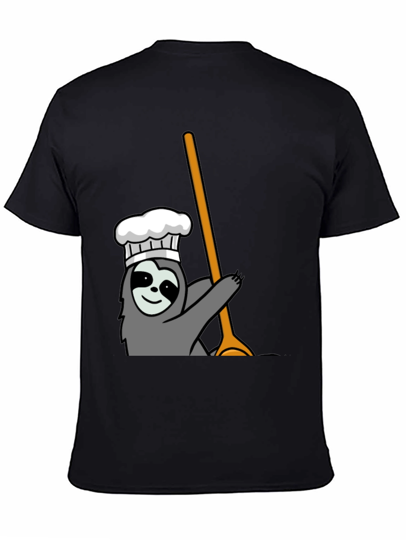 Chef Sloth Graphic Tee - Black Cotton T-Shirt