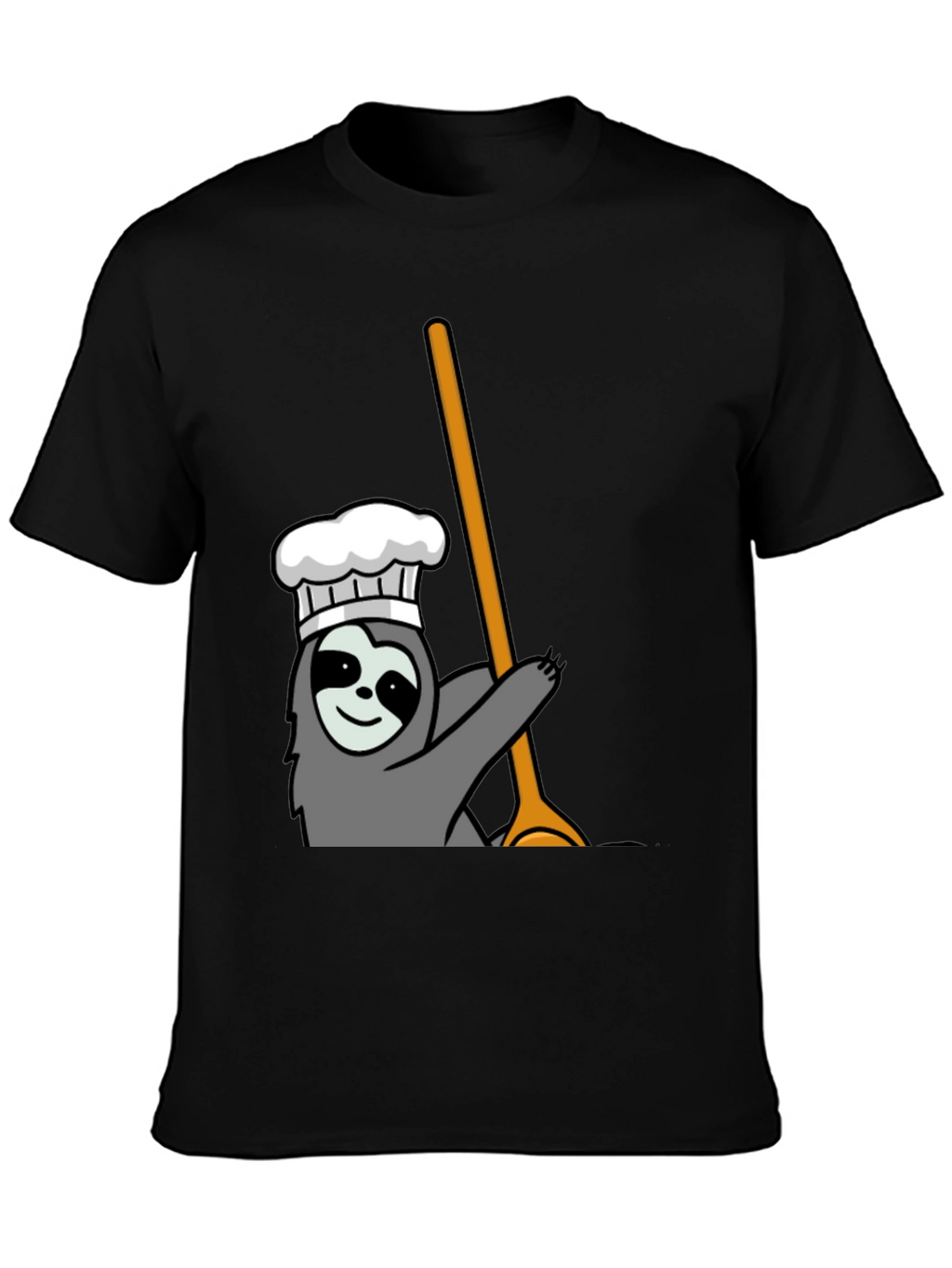 Chef Sloth Graphic Tee - Black Cotton T-Shirt