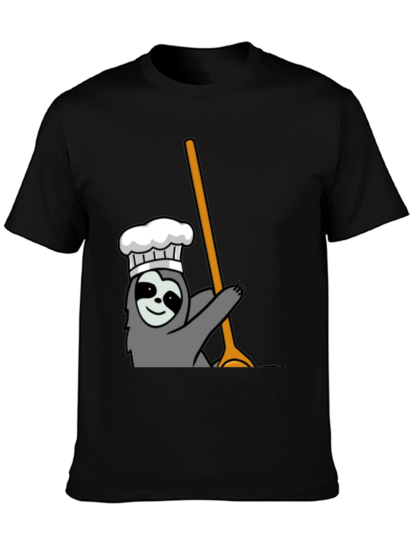 Chef Sloth Graphic Tee - Black Cotton T-Shirt