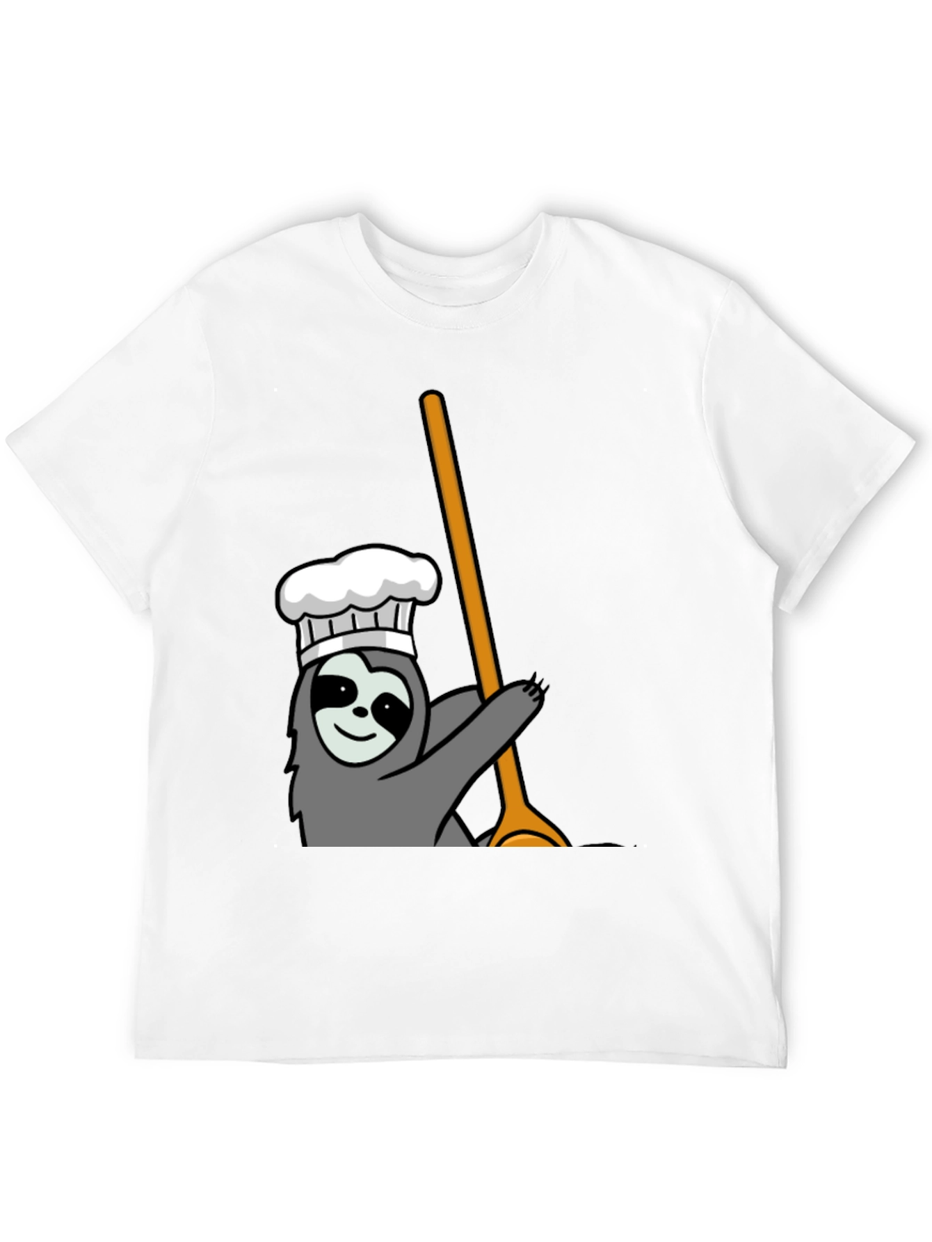 Chef Sloth Graphic Tee - Black Cotton T-Shirt