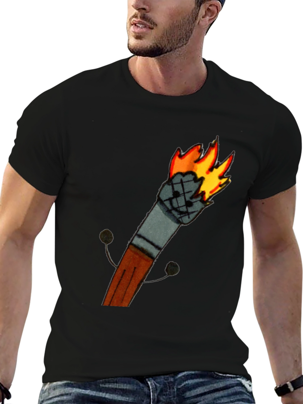 Funny Matchstick Cartoon Graphic T-Shirt